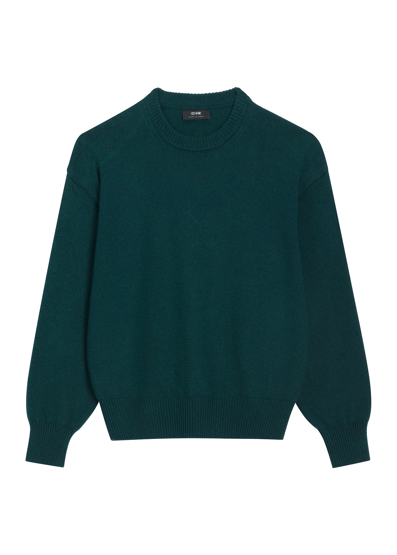 Turkusowy sweter damski oversize SWEDT-0280-7F(Z26), widok produktu z przodu na białym tle.