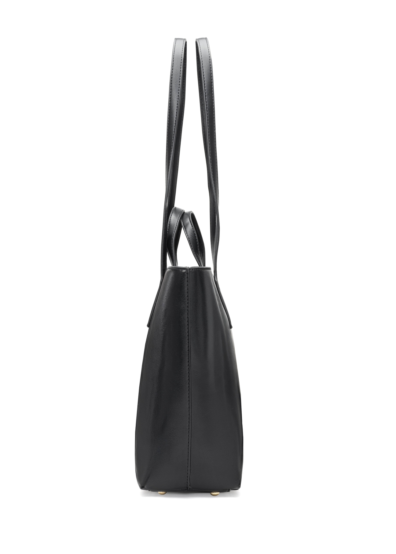 Czarna torebka damska shopper TOREC-1204-99(W26), widok produktu z boku na białym tle.