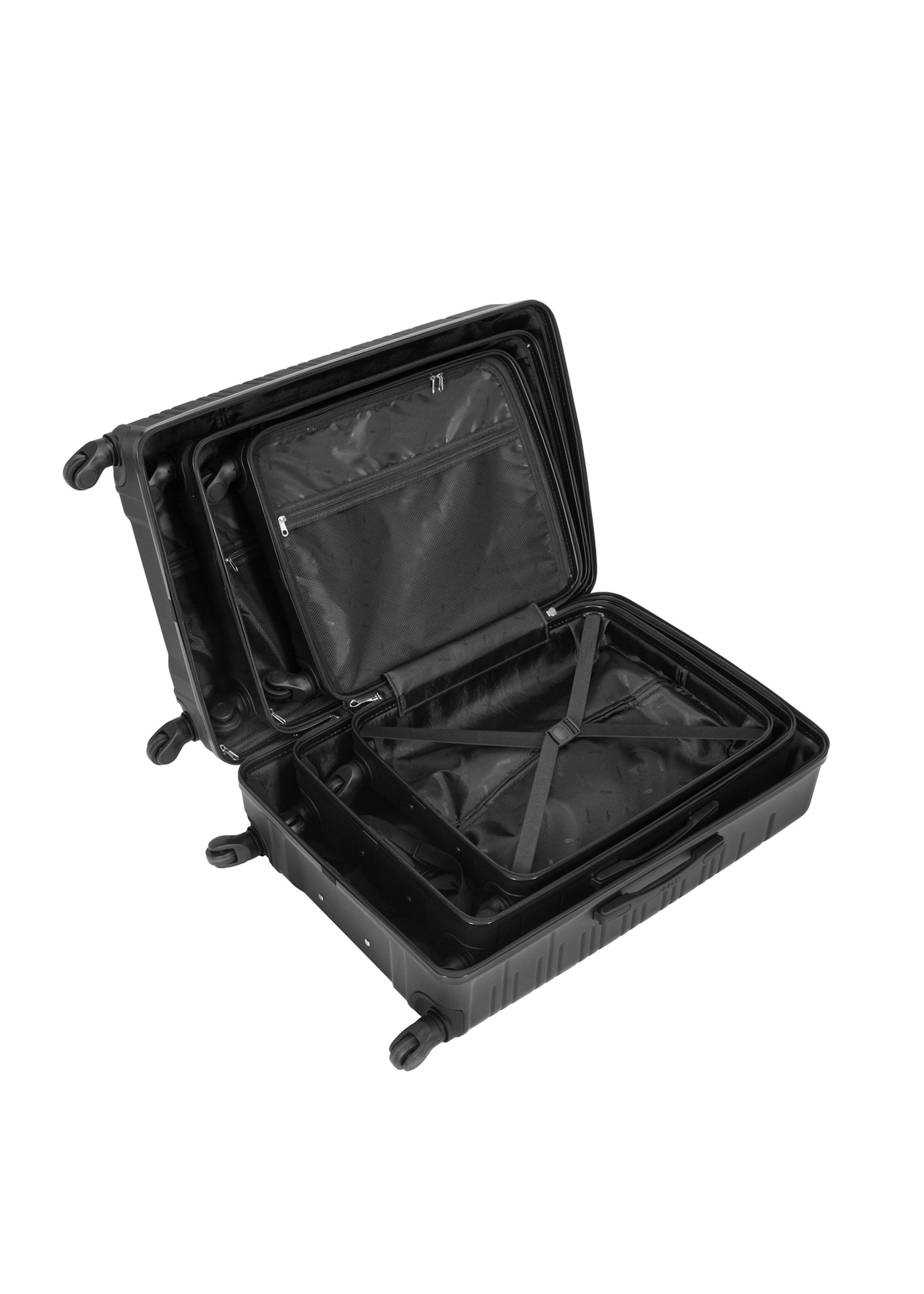 Komplet walizek na kółkach 19'/24'/28' WALAB-0083-2B(W26) - widok otwartego produktu, na białym tle. 