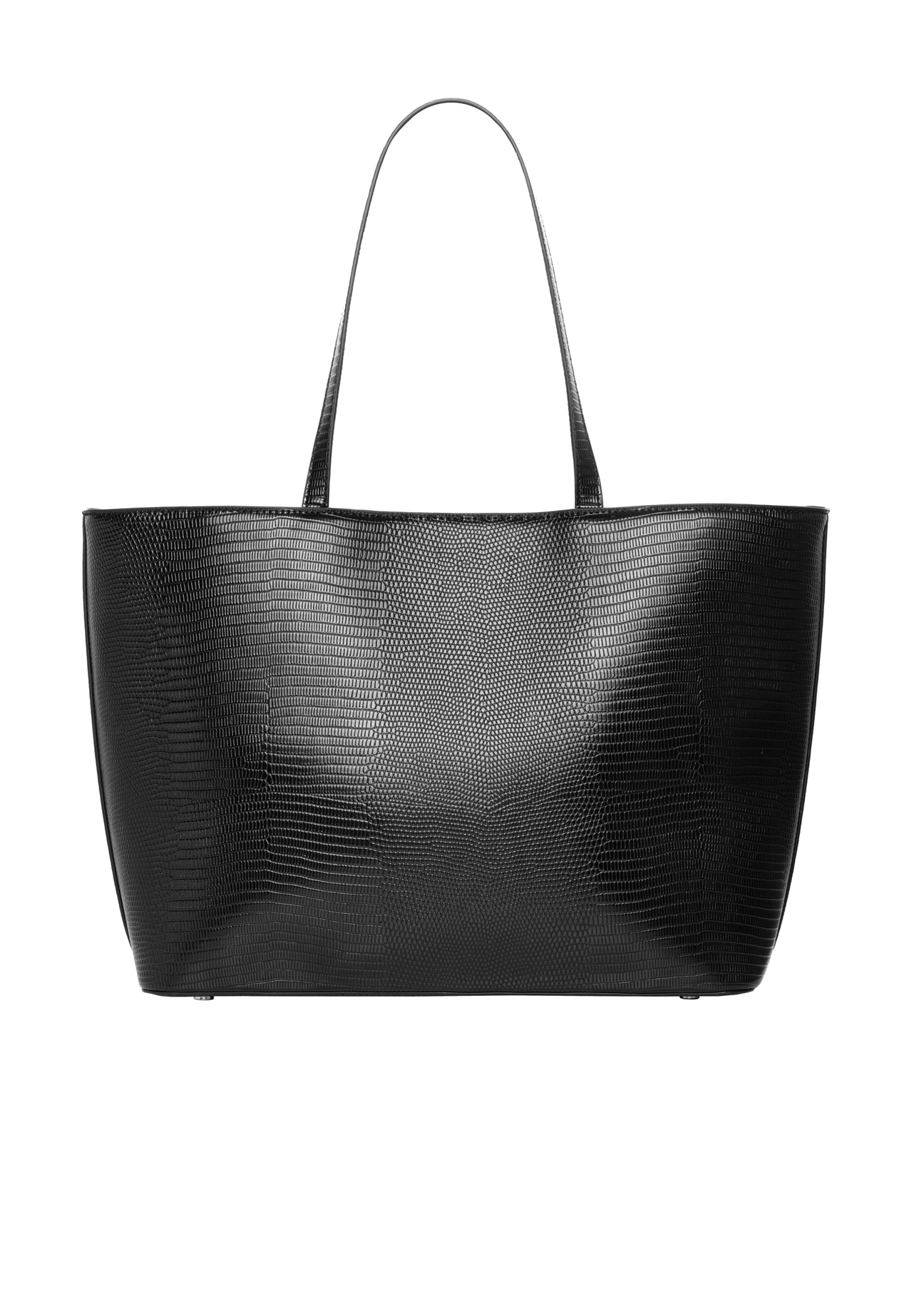 Torebka shopper z tłoczeniem wężowym TOREC-1242-9H(Z26). Widok na tył na białym tle.