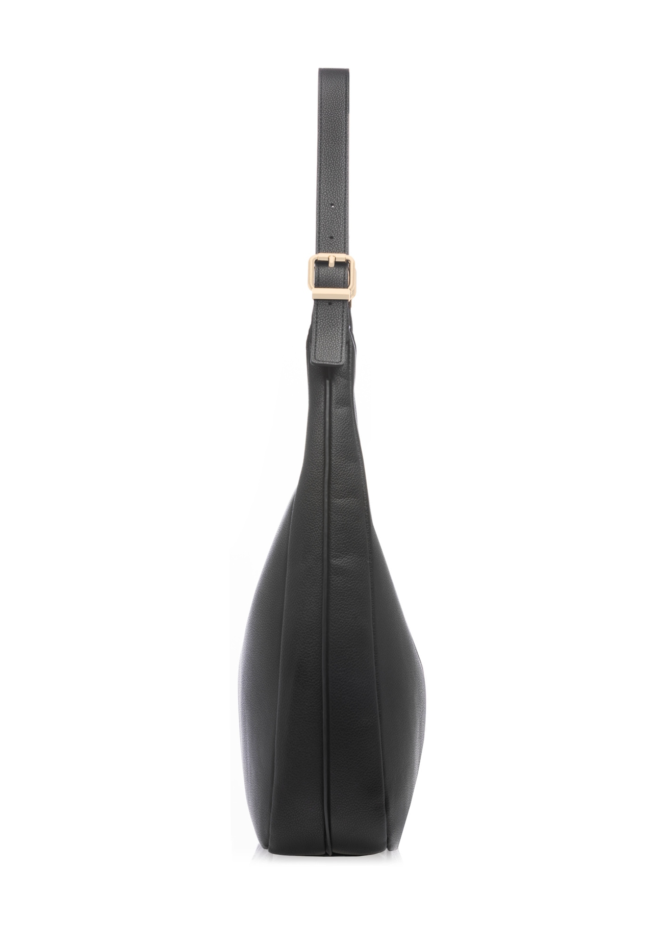 Czarna torebka damska shopper TOREC-1238-99(W26), widok produktu z boku na białym tle.