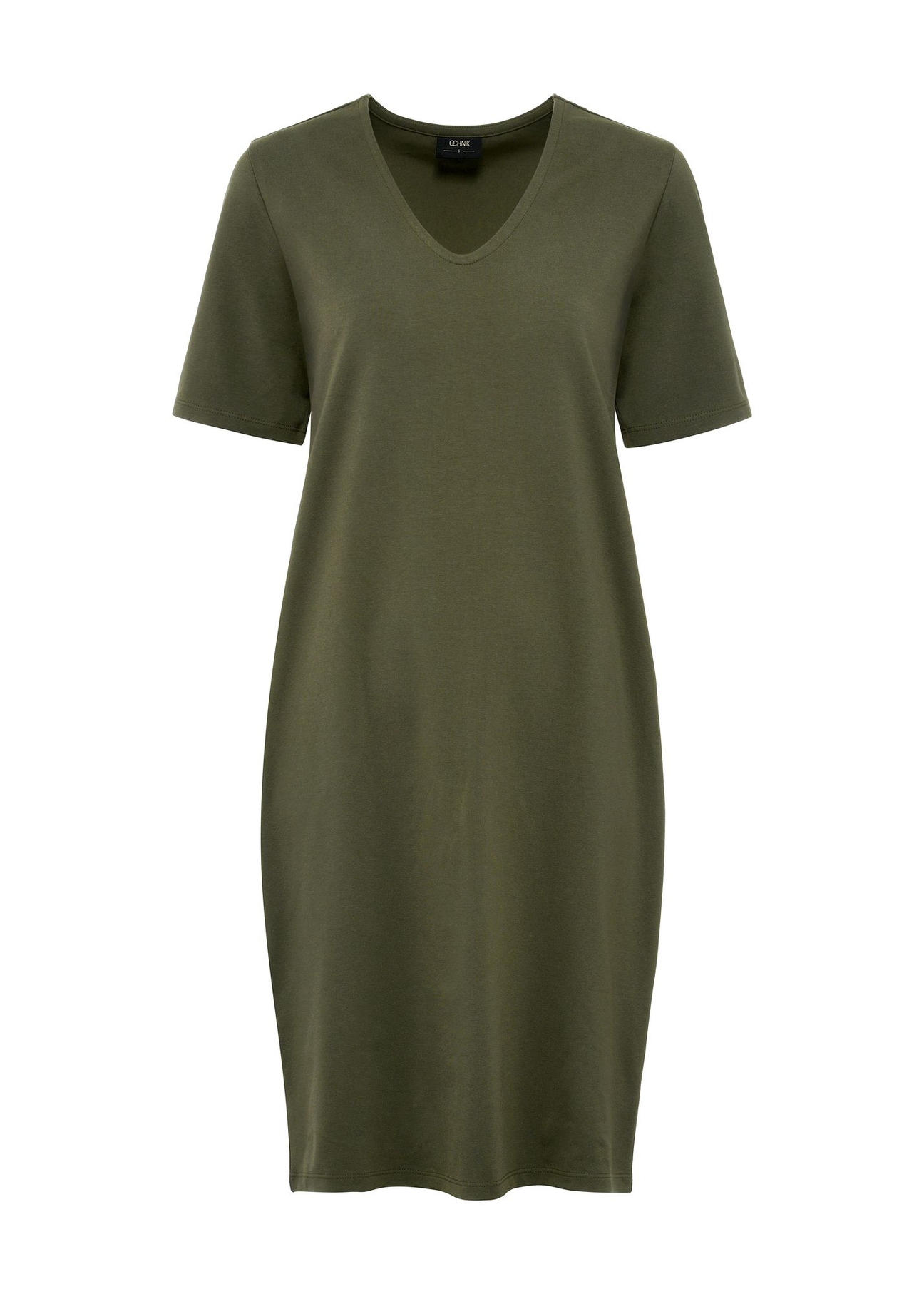 Krótka bawełniana sukienka w kolorze khaki SUKDT-0185-54(W25)-04