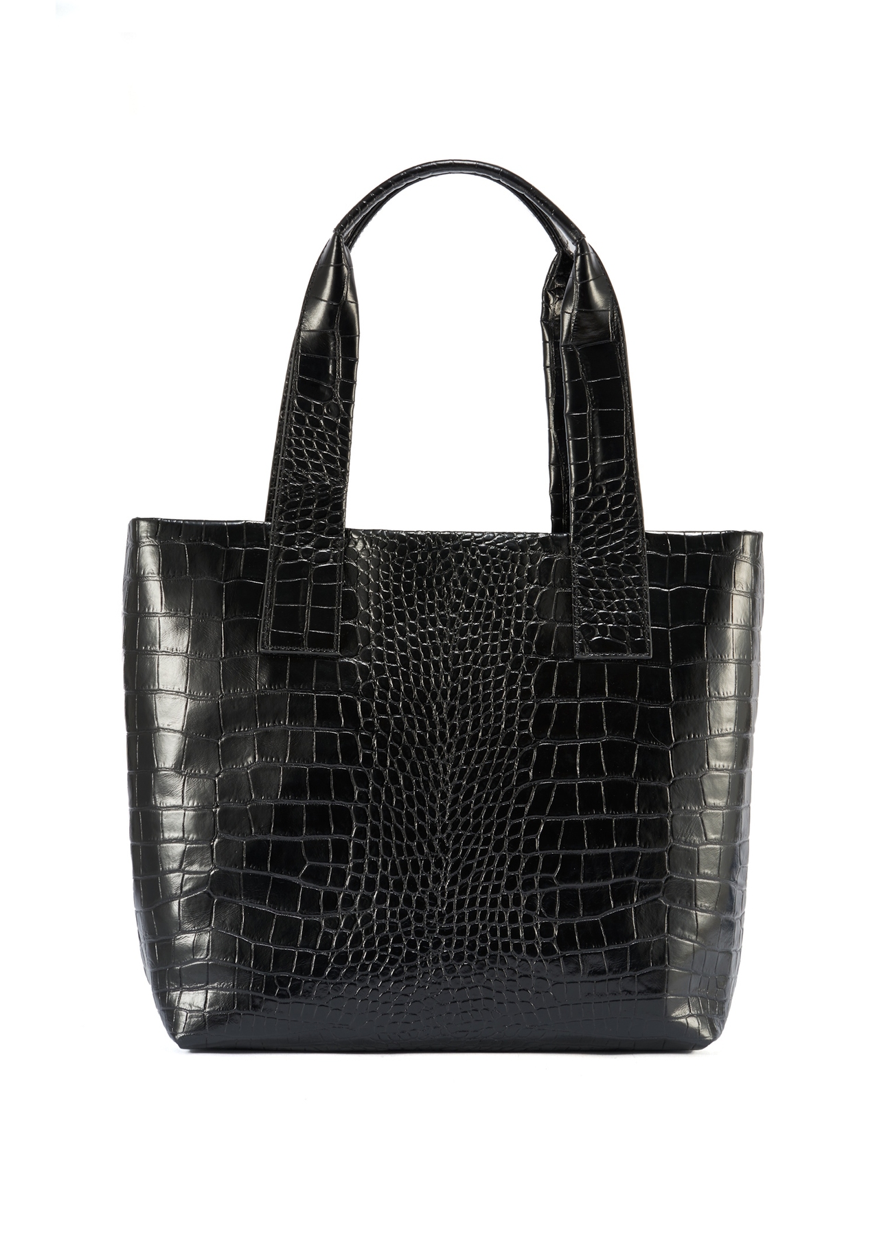 Czarna skórzana torebka shopper croco TORES-1119-99(W25)-04