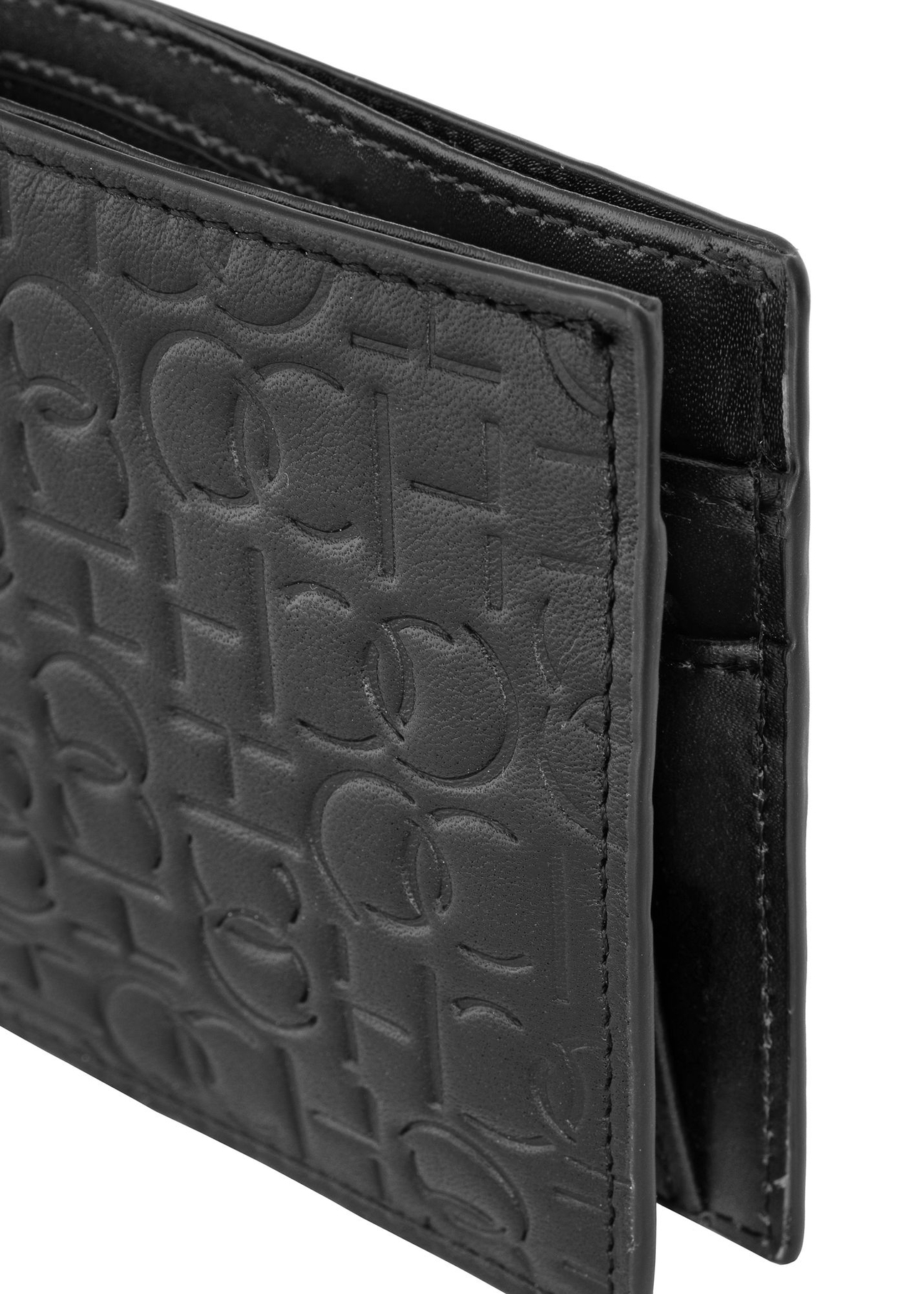 Skórzany czarny portfel męski z monogramem PORMS-0603-98(Z23)-05