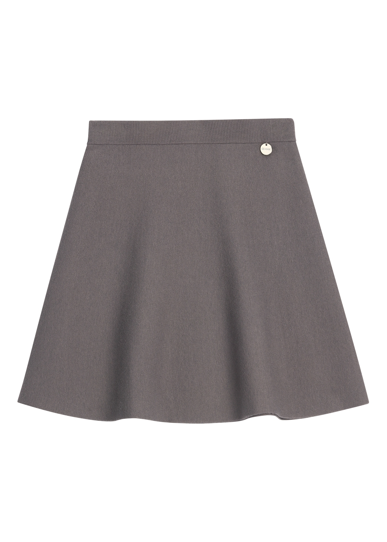 Dzianinowa trapezowa spódnica SPCDT-0134-9D(Z26), widok produktu od przodu na białym tle.