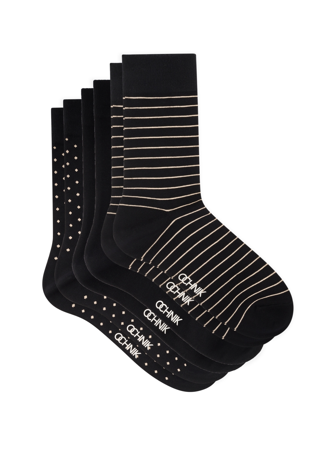 Zestaw długich skarpet męskich ZESMT-0064-9P(W26) - widok produktu od góry, na białym tle.