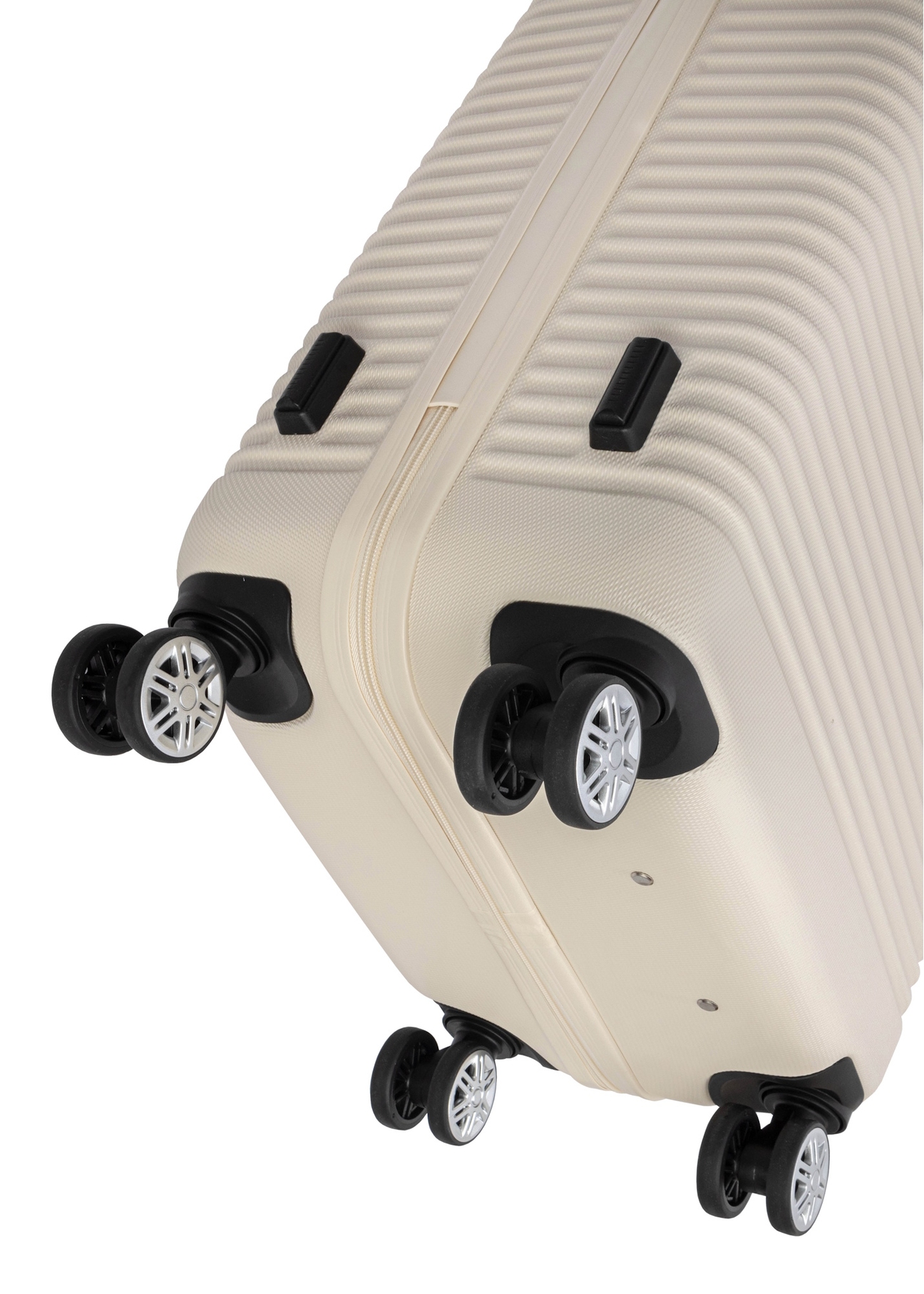 Komplet walizek na kółkach 19'/24'/28' WALAB-0040-0C(W26), widok kółek produktu na białym tle.