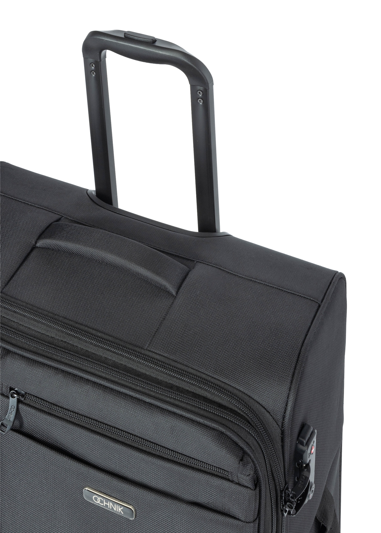 Komplet walizek na kółkach 19"/24"/28" WALNY-0048-99(W26), zbliżenie na rączkę produktu na białym tle.