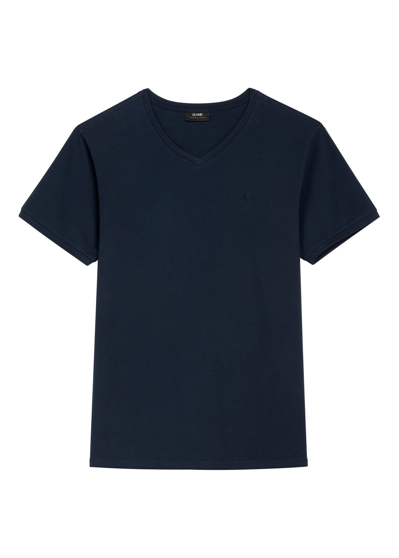 Granatowy bawełniany T-shirt męski TSHMT-0088-7E(W26), widok produktu z przodu na białym tle.