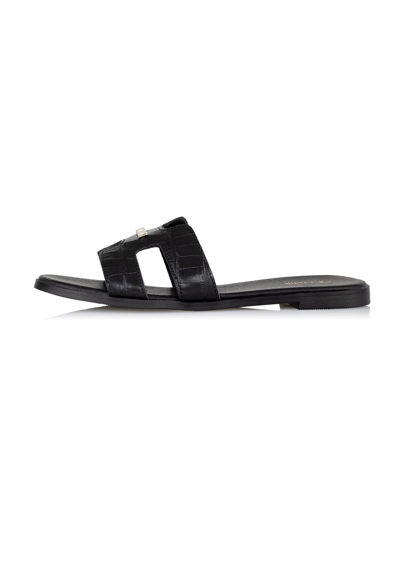 Czarne klapki damskie croco BUTYD-0725C-98(W25)