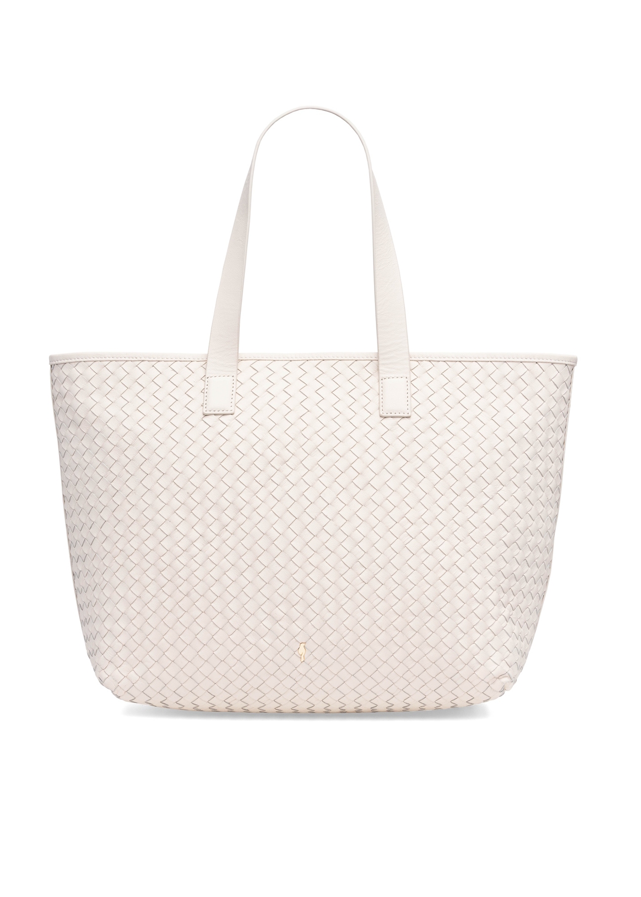 Skórzana kremowa torebka shopper damska TORES-1107-12(W25), widok produktu z przodu na białym tle.