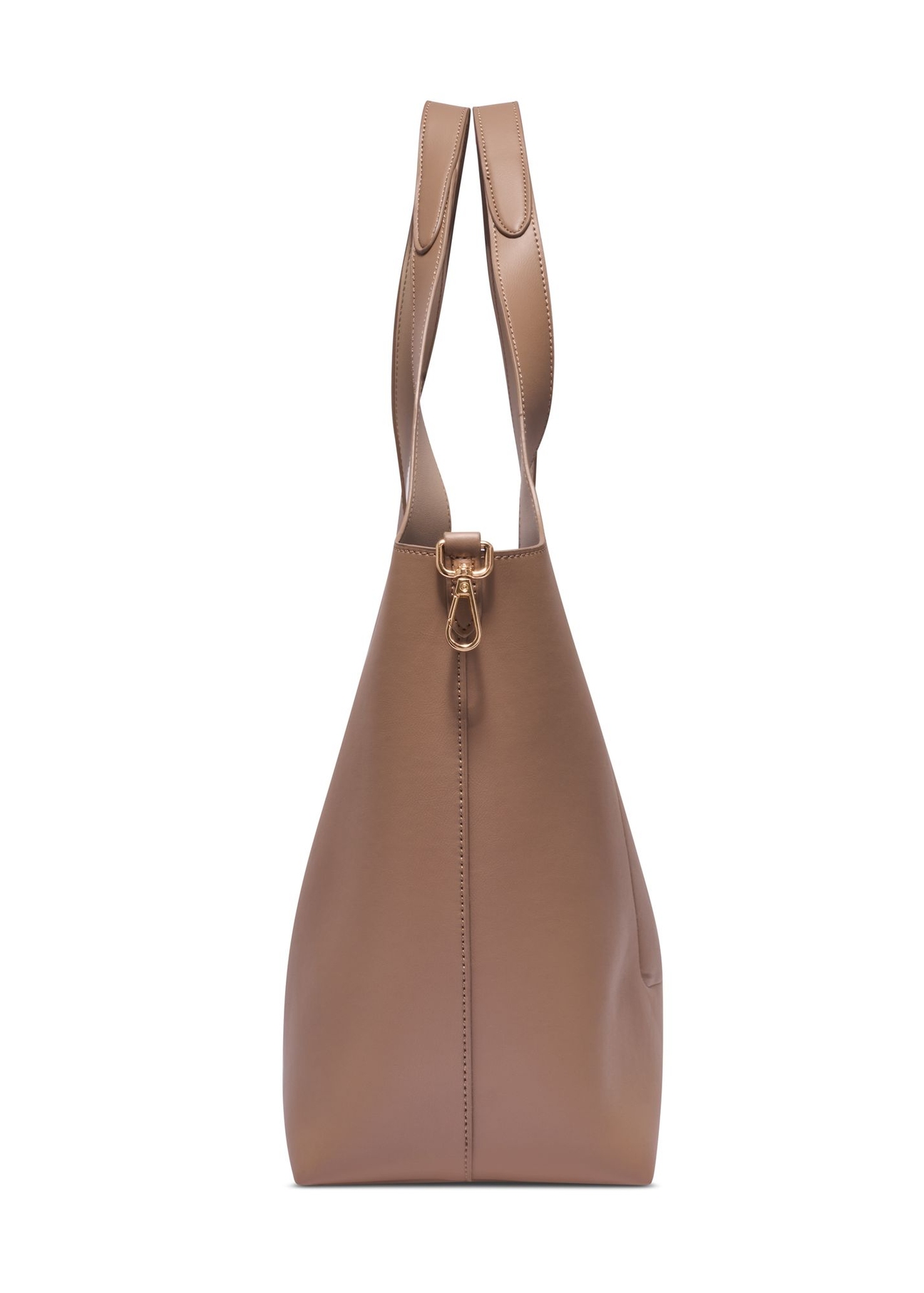 Beżowa torebka shopper damska TOREC-1259-1B(Z26) - widok produktu z boku, na białym tle. 