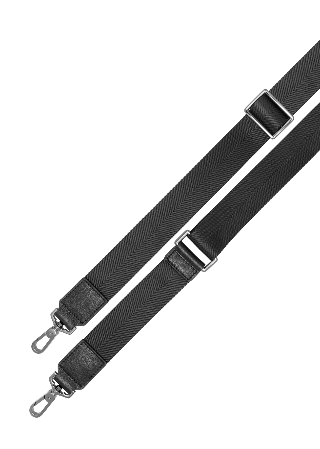 Czarna skórzana męska torba na laptopa TORMS-0506-99(W26) - widok na paski z góry, na białym tle. 