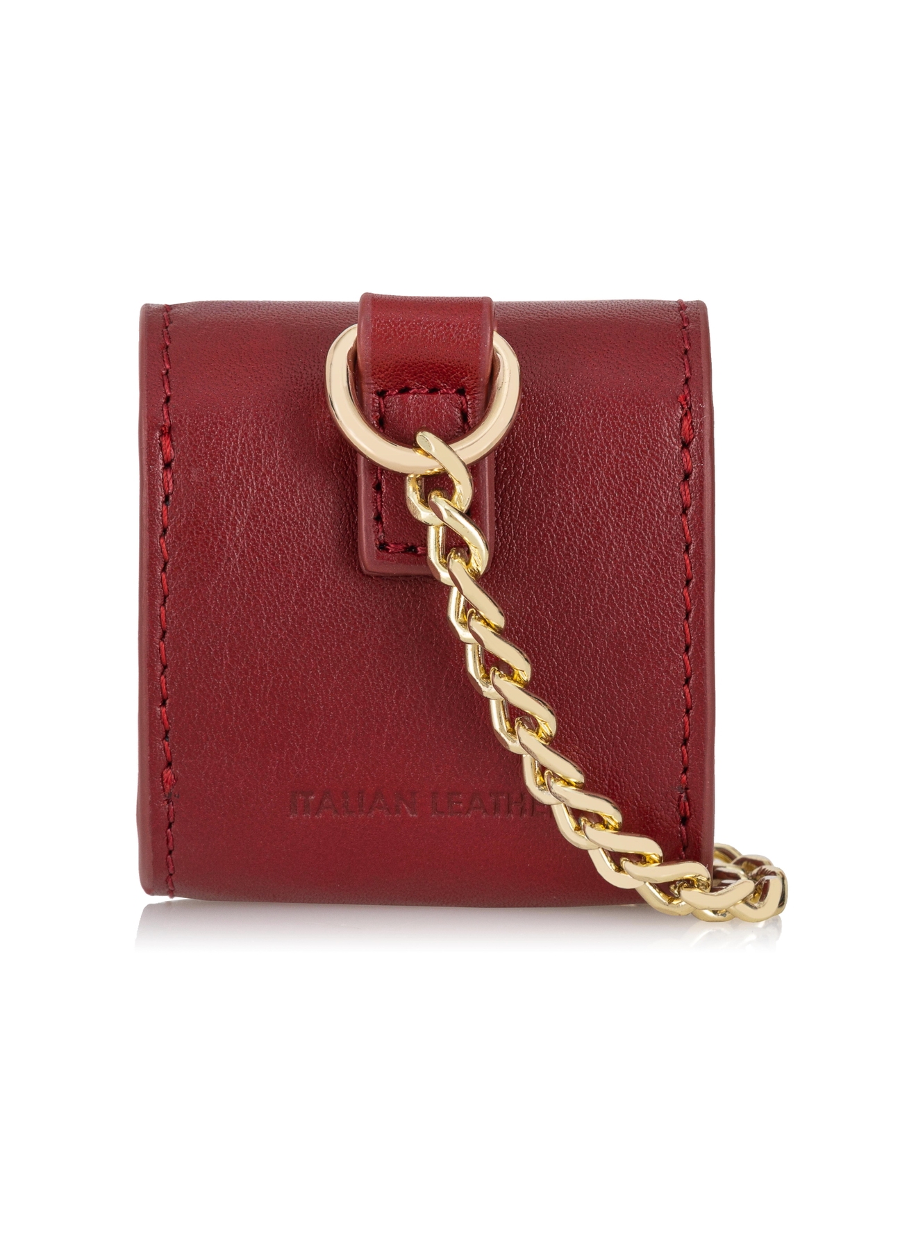 Skórzane czerwone etui na słuchawki PORES-0868-40(Z23)-03
