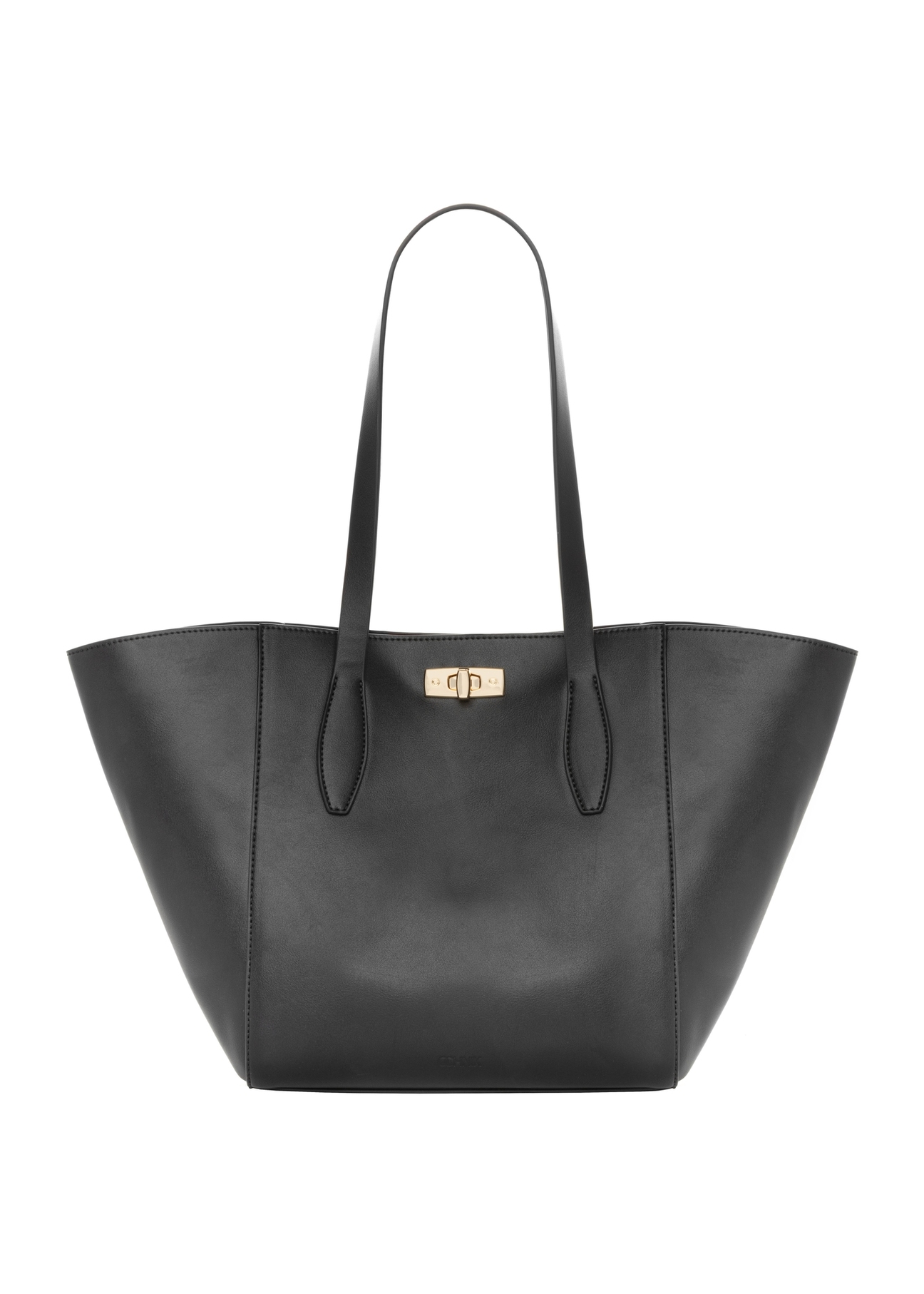 Czarna torebka damska typu shopper TOREC-1375-99(Z26). Widok od przodu na białym tle.