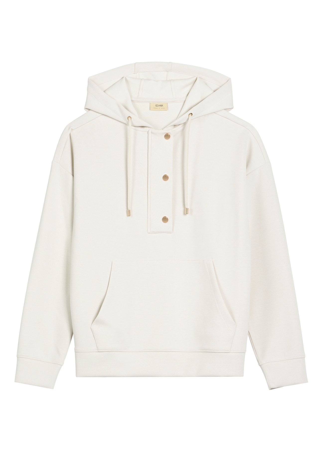Jasnobeżowa bluza damska z kapturem BLZDT-0111A-1A(W26)