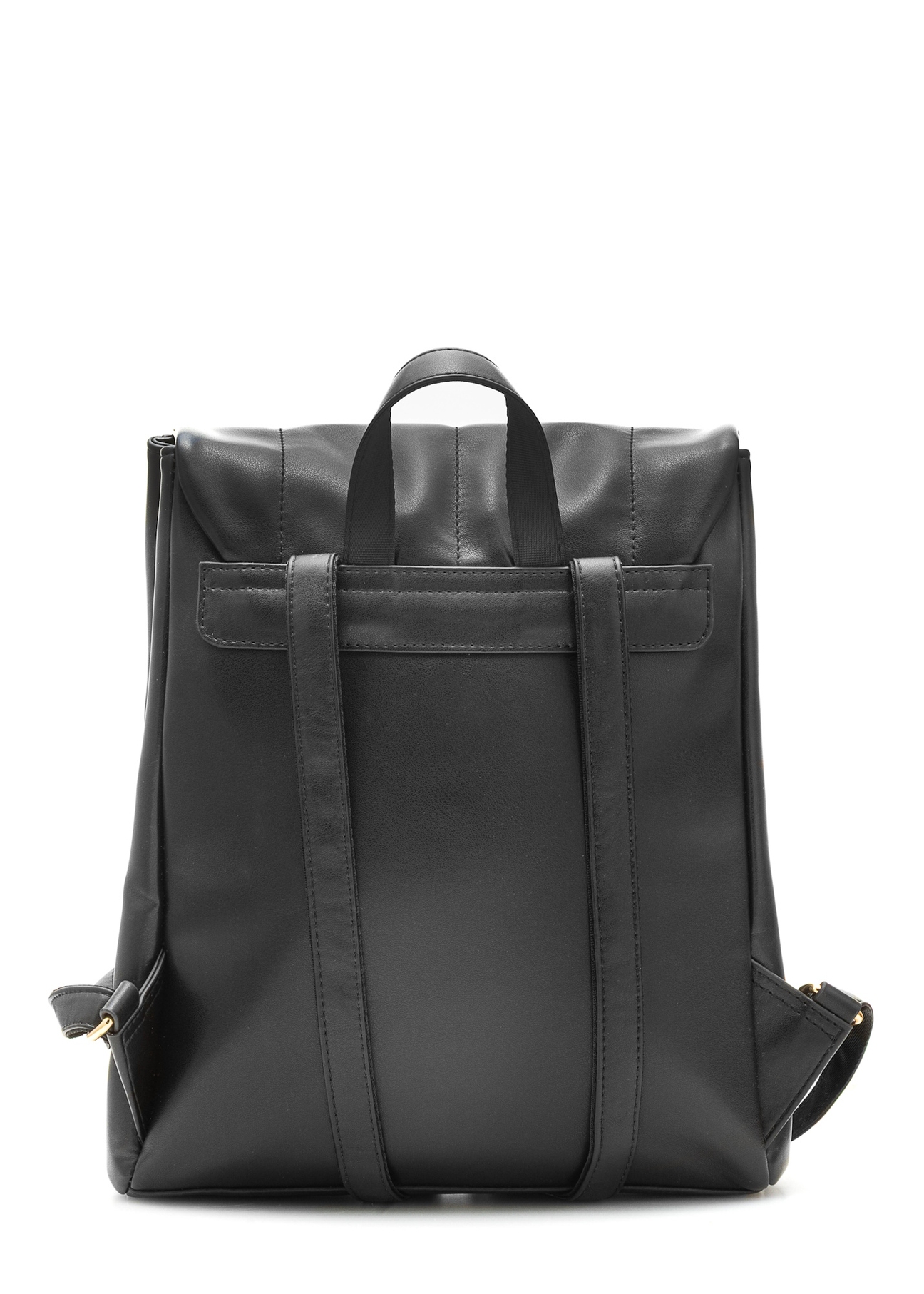 Czarny elegancki plecak damski TOREC-1105-99(Z25), widok produktu z tyłu na białym tle. 
