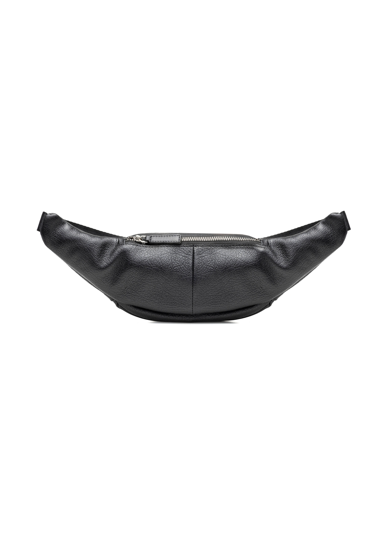 Czarna skórzana nerka męska z logo TORMS-0295A-99(Z25) - widok produktu z tyłu na białym tle.