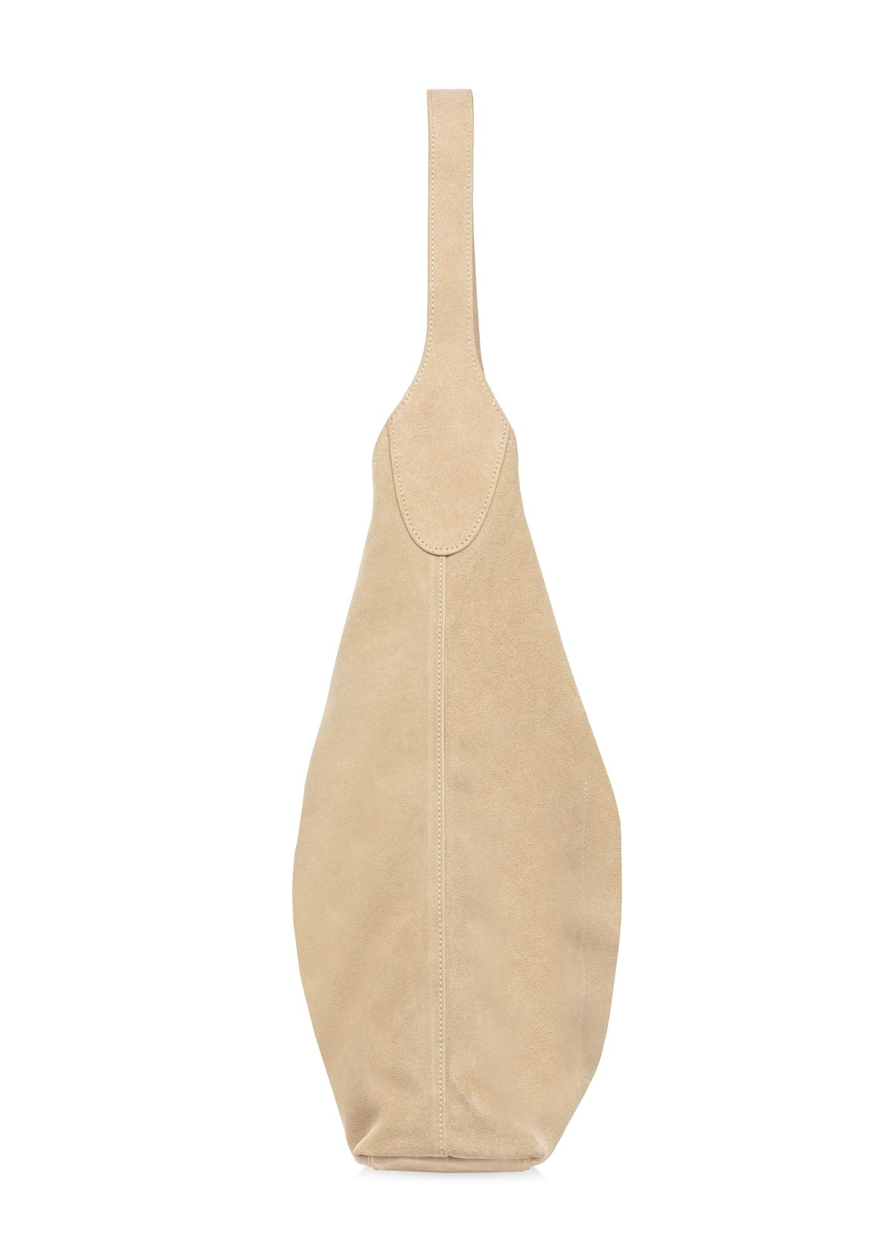 Skórzana torebka shopper w kolorze kremowym TORES-1307-0B(W26) - widok produktu z boku, na białym tle. 