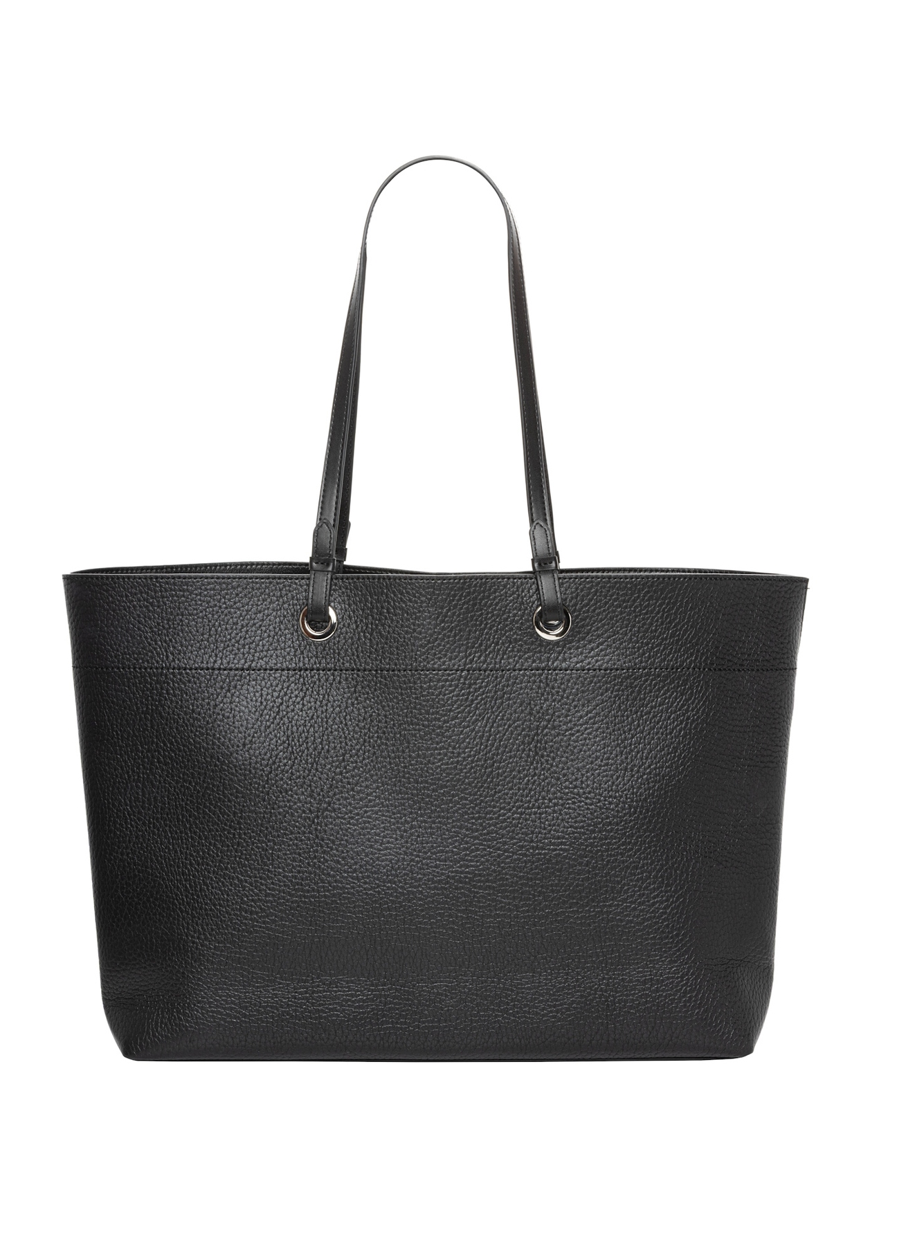 Czarna groszkowana torebka shopper TOREC-1252-9I(Z26), widok produktu z tyłu na białym tle.