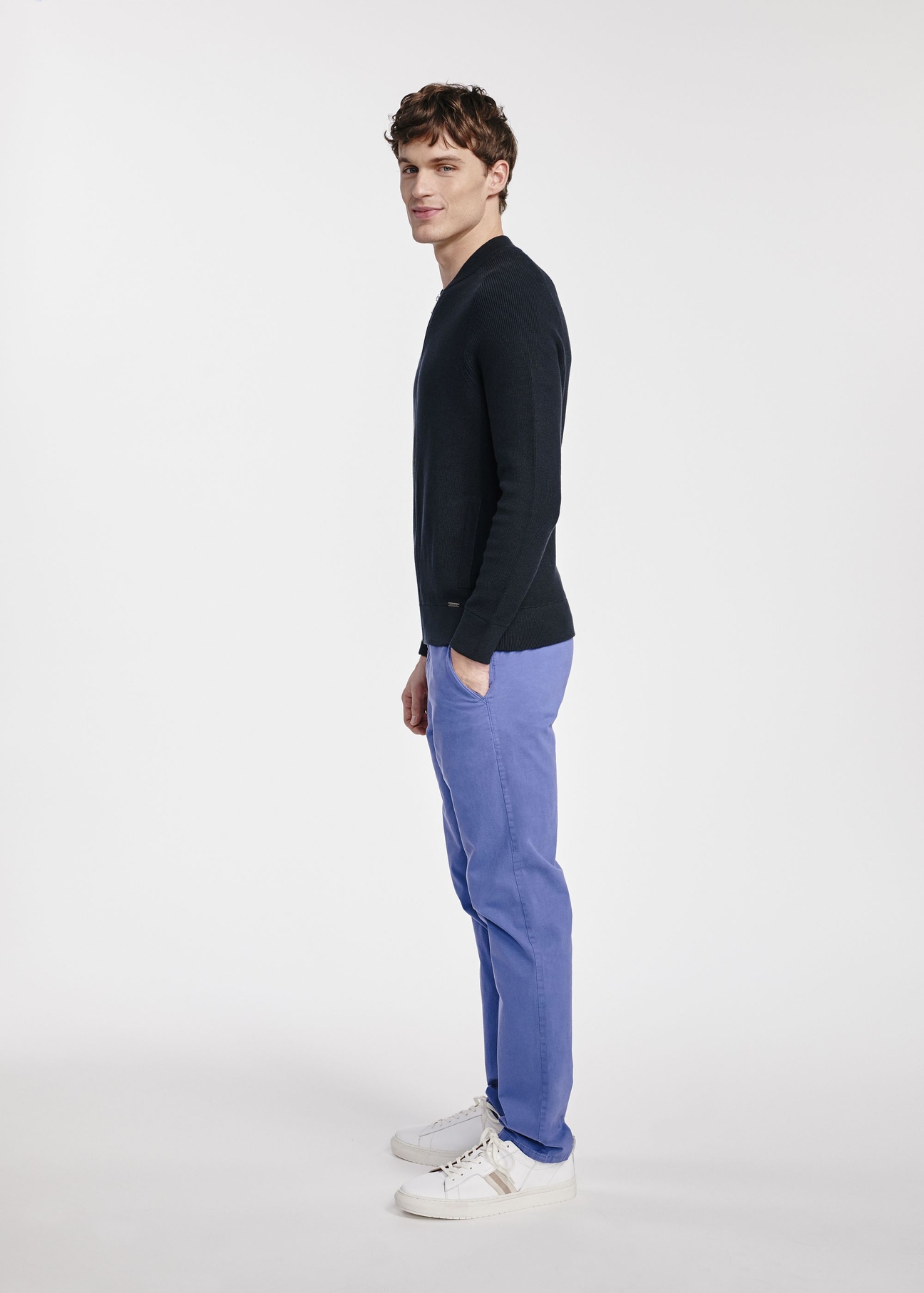 Czarny sweter męski na suwak SWEMT-0164-99(W25)-02
