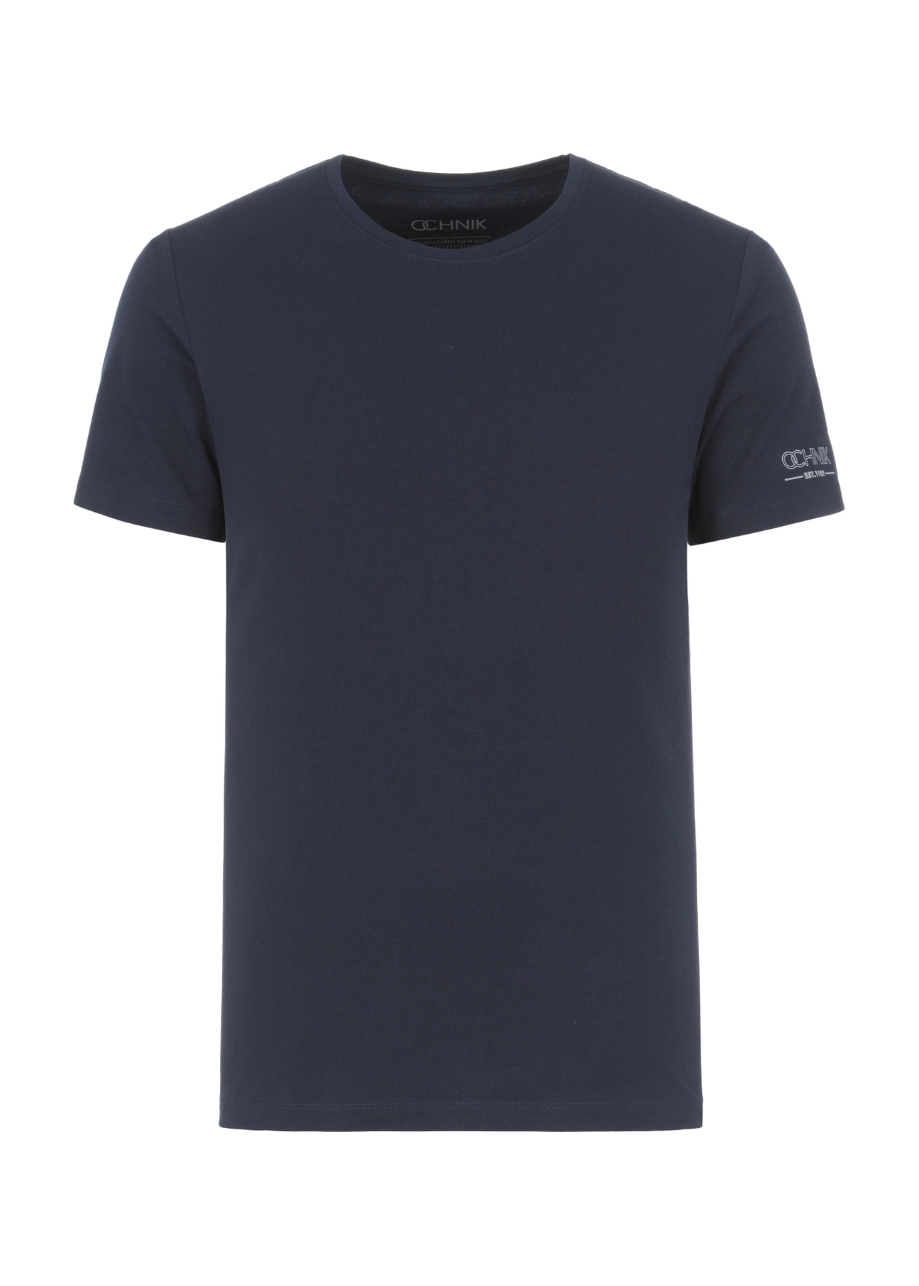 Granatowy basic T-shirt męski  z logo TSHMT-0091-69(KS)-04