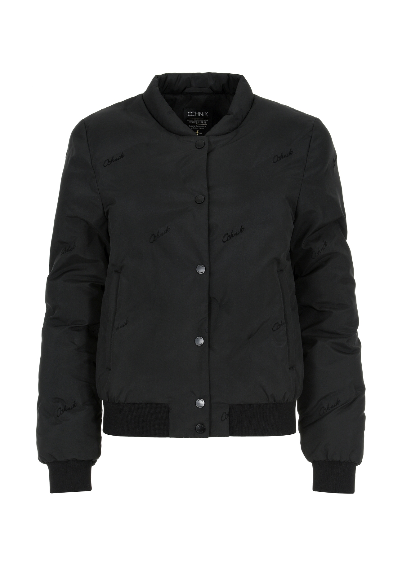 Czarna ocieplana bomberka damska KURDT-0502-99(W24)-04