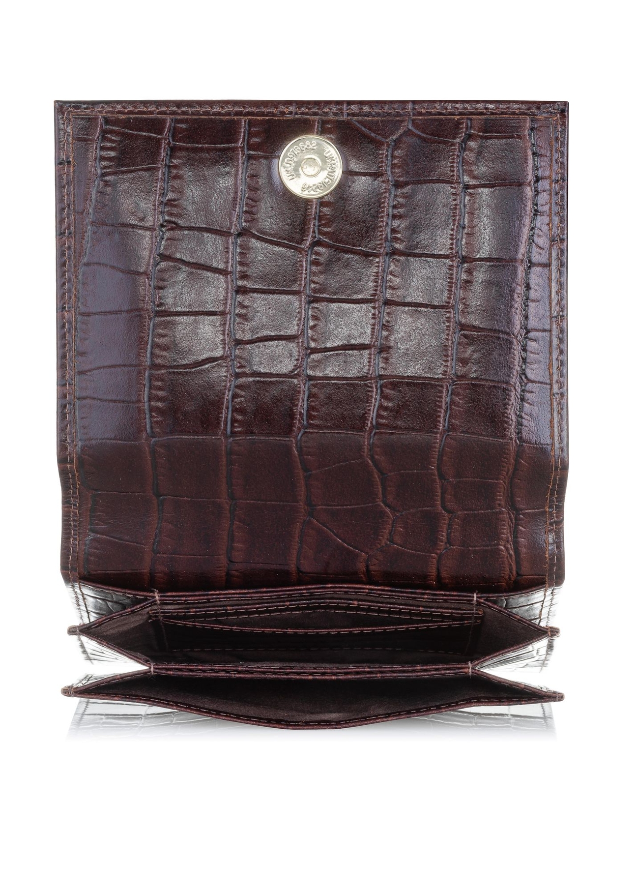 Mały brązowy portfel damski croco PORES-0846-89(W23)-04