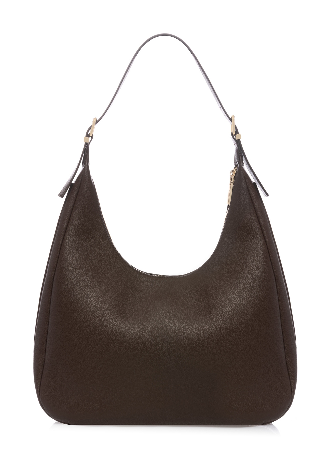 Brązowa torebka damska shopper TOREC-1238-1I(W26), widok produktu z tyłu na białym tle.