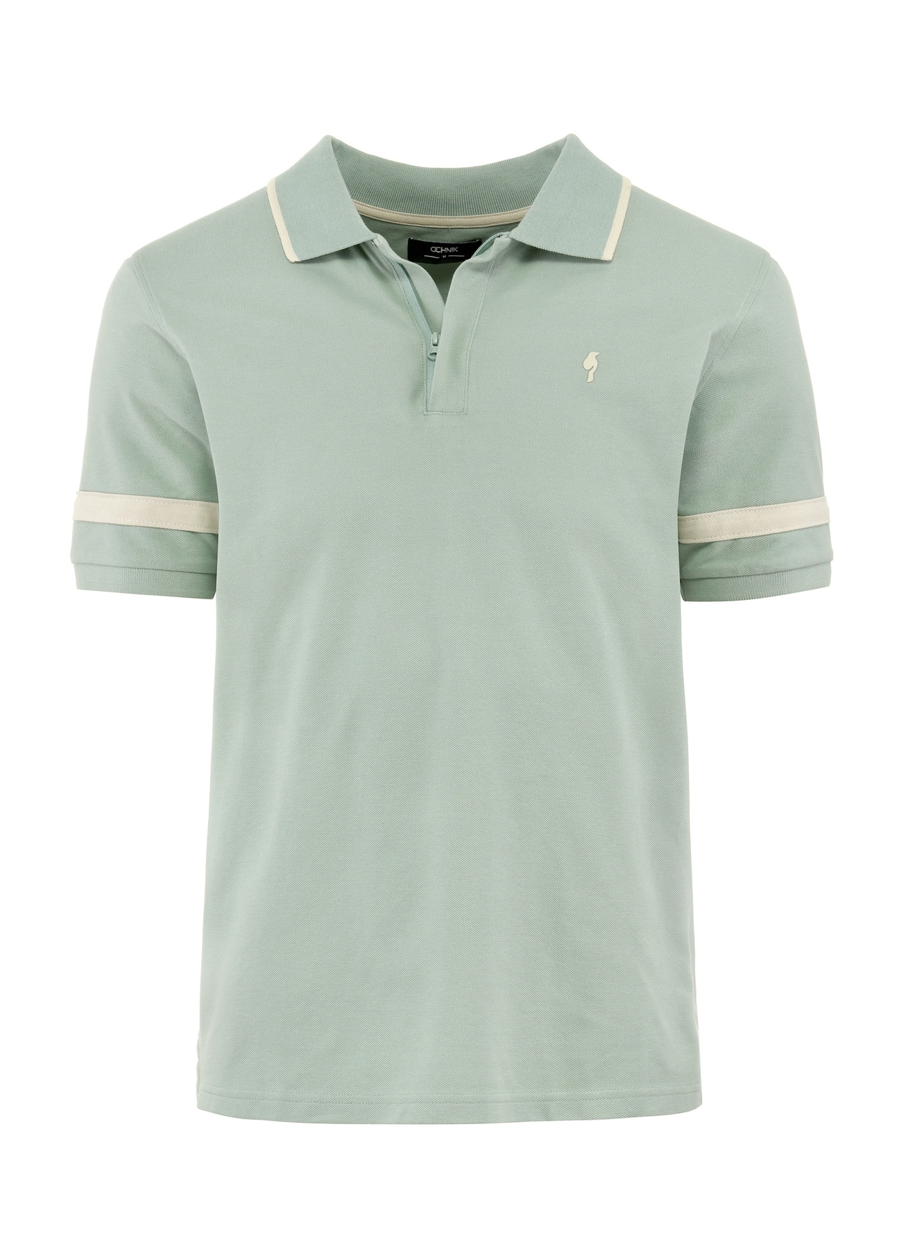 Miętowa koszulka polo z bawełny POLMT-0082-53(W25), widok produktu z przodu na białym tle.
