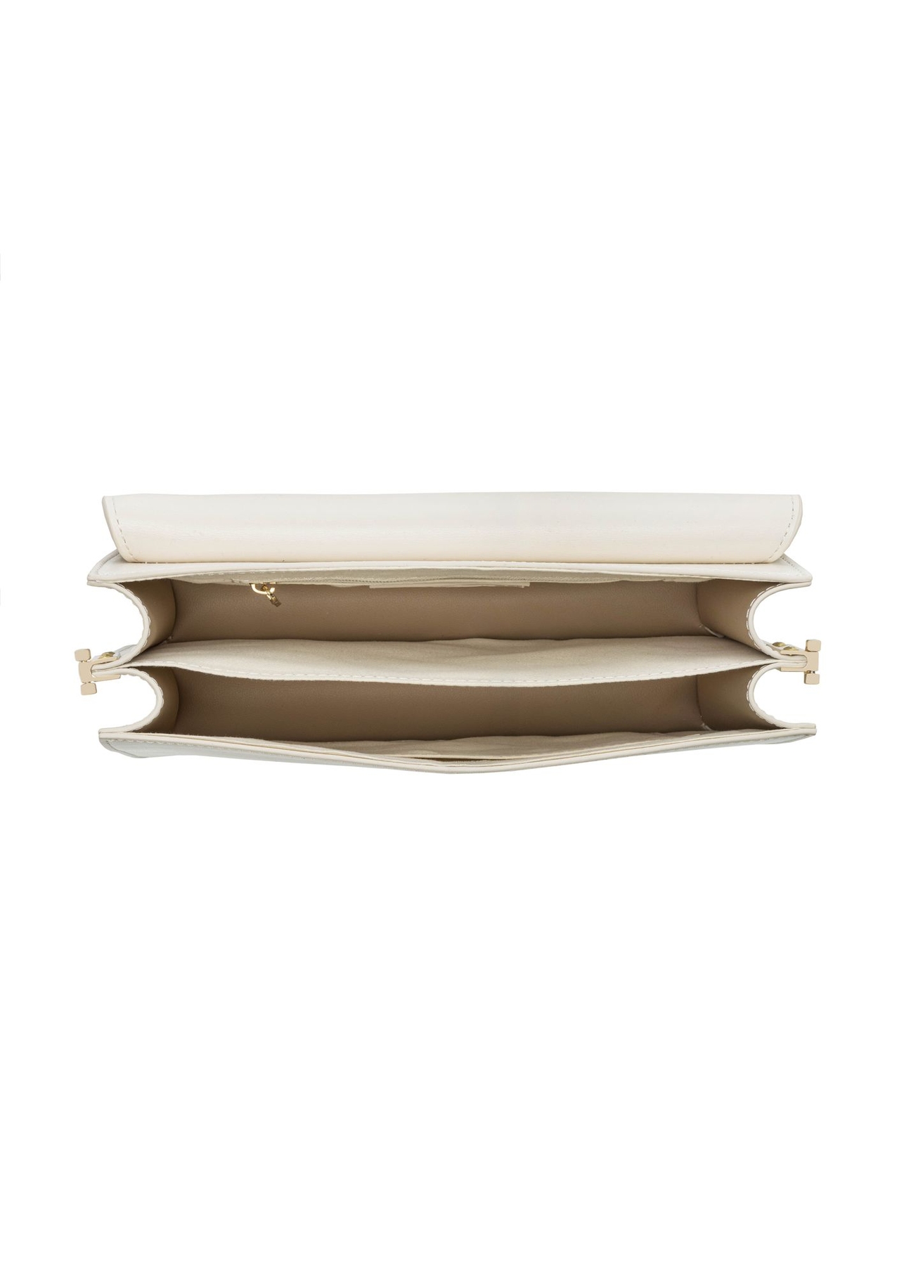 Kremowa torebka damska z imitacji skóry TOREC-1081-0B(W26) - widok produktu z góry, na białym tle