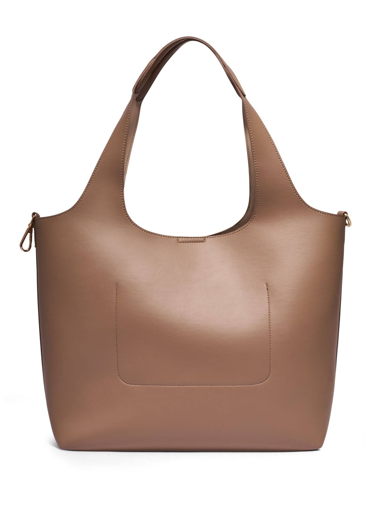Beżowa torebka shopper damska TOREC-1259-1B(Z26) - widok produktu z tyłu, na białym tle. 