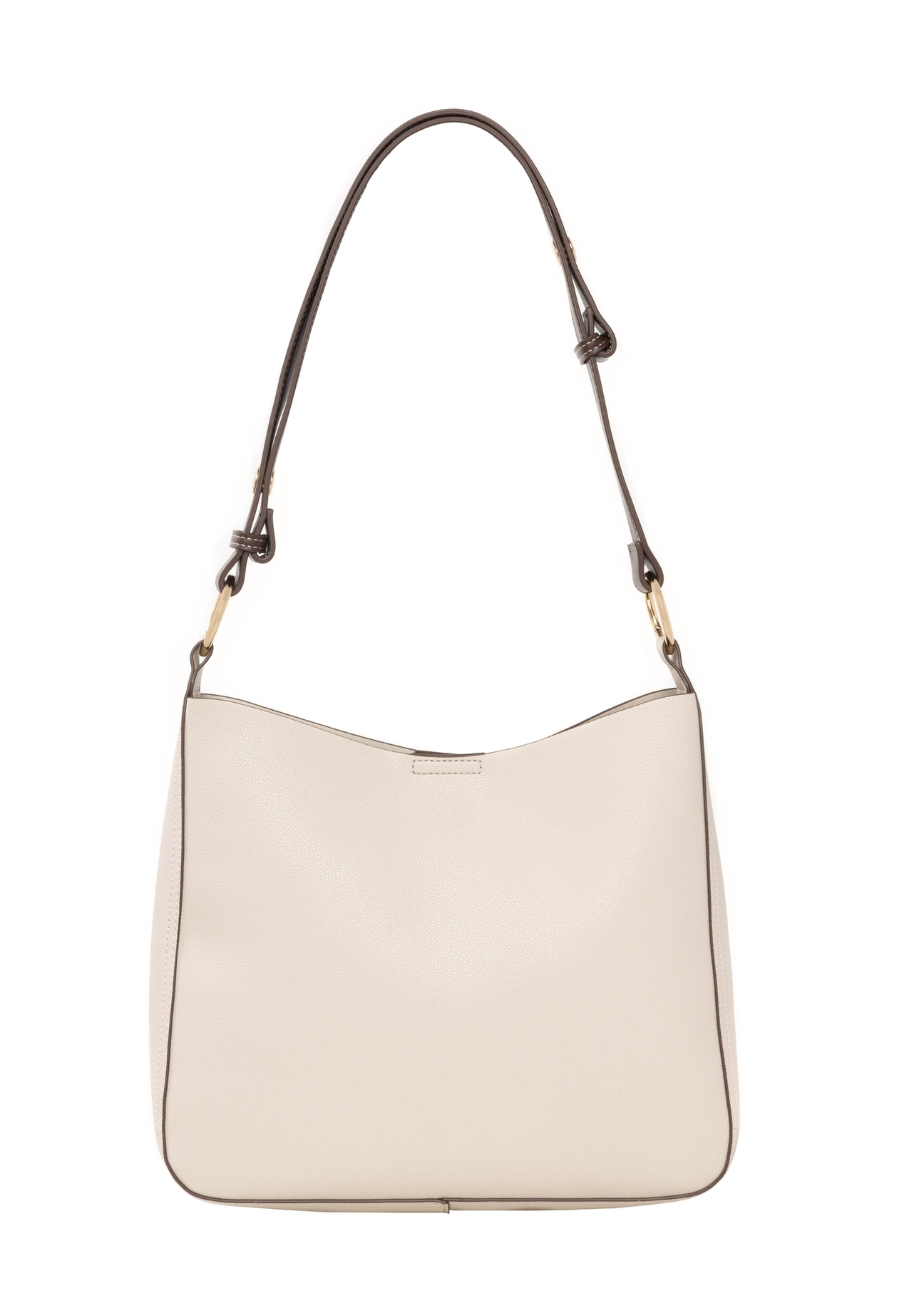 Torebka damska hobo w kolorze ecru TOREC-1257-0B(Z26). Widok produktu od tyłu na białym tle.