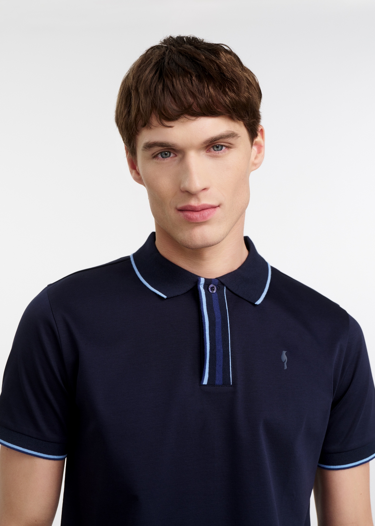 Granatowa koszulka polo męska POLMT-0073-69(W25)-04