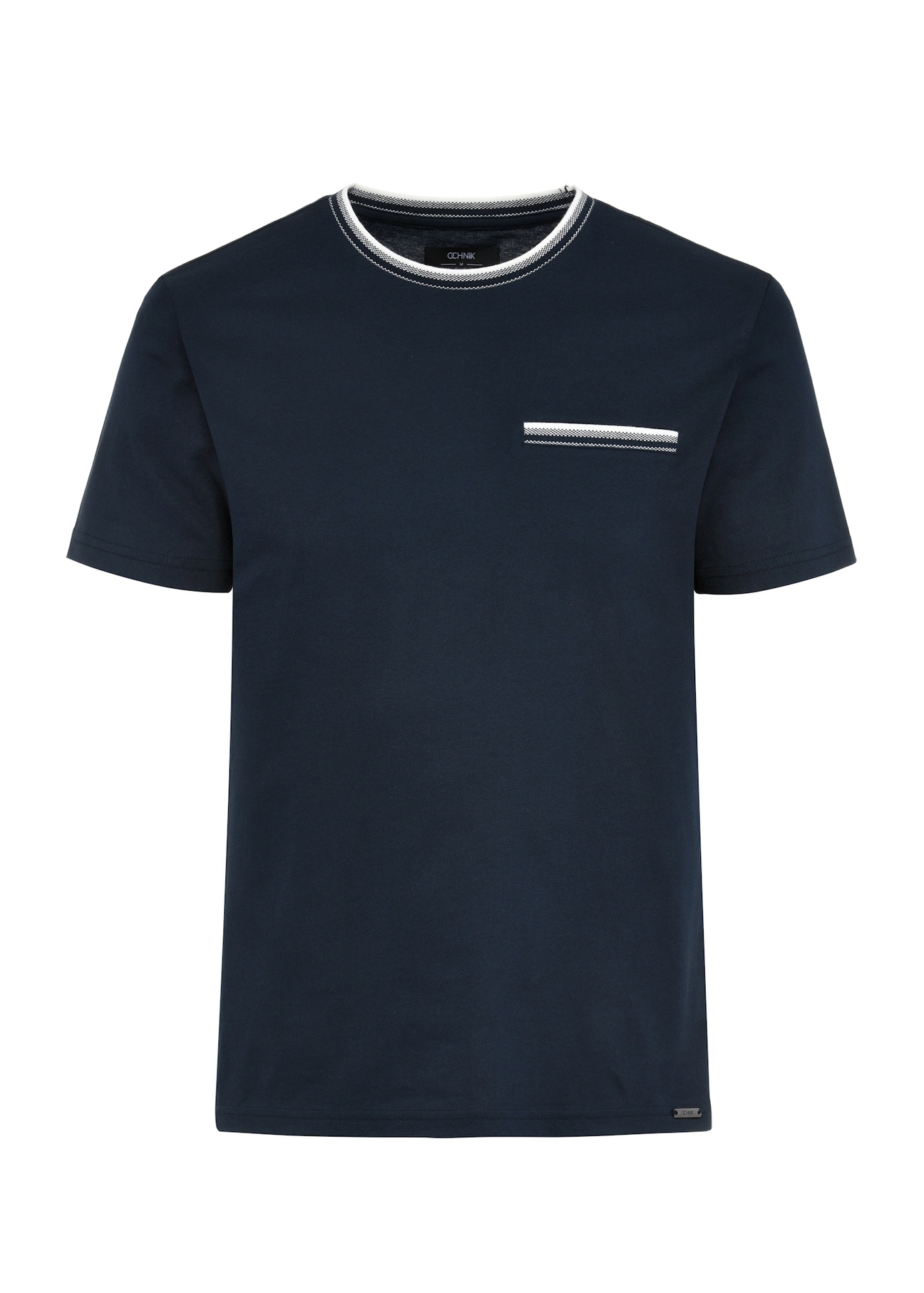 Granatowy T-shirt męski z bawełny TSHMT-0123-69(W25)-05