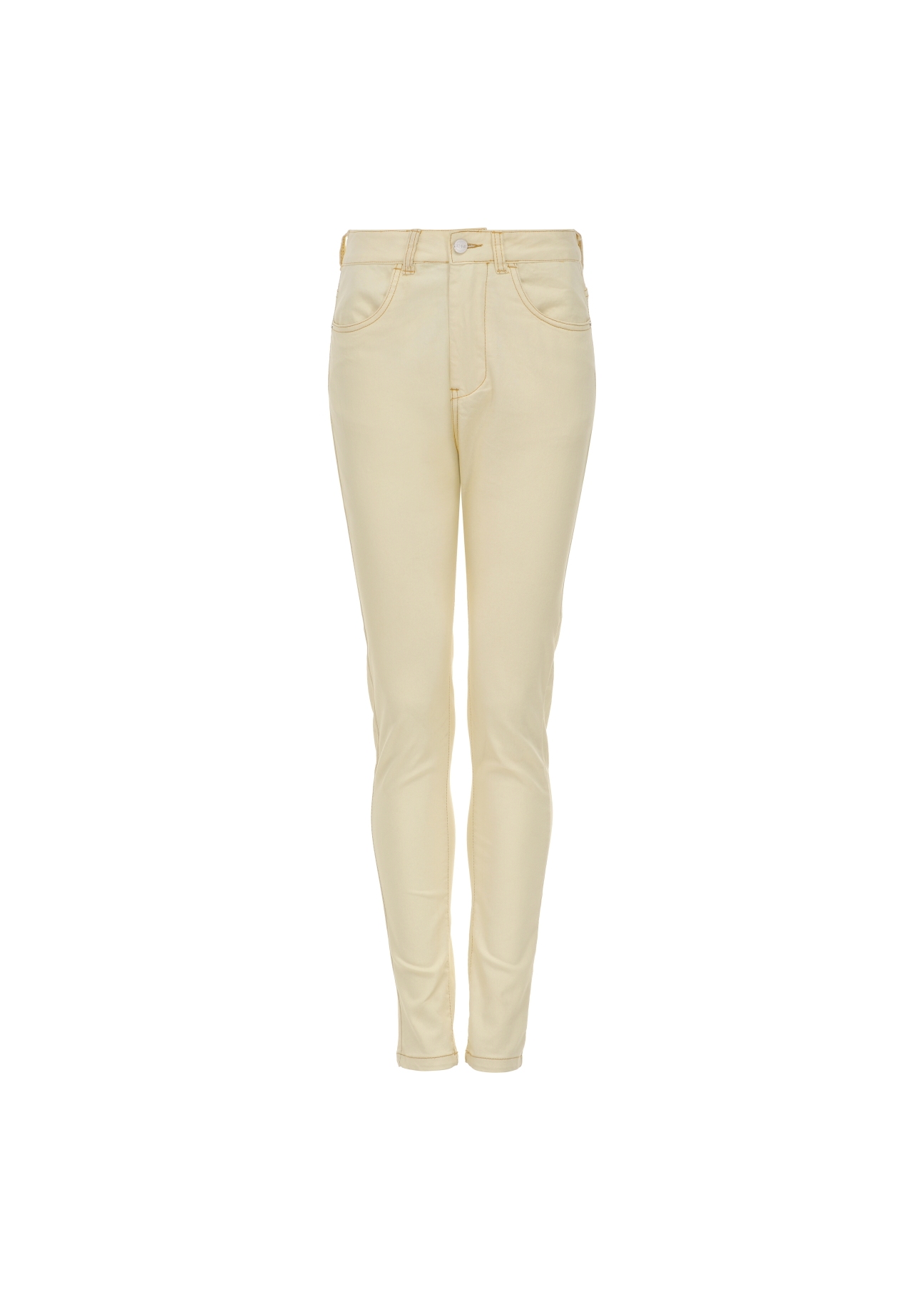 Kremowe spodnie jeansowe damskie JEADT-0005-11(W22)-02