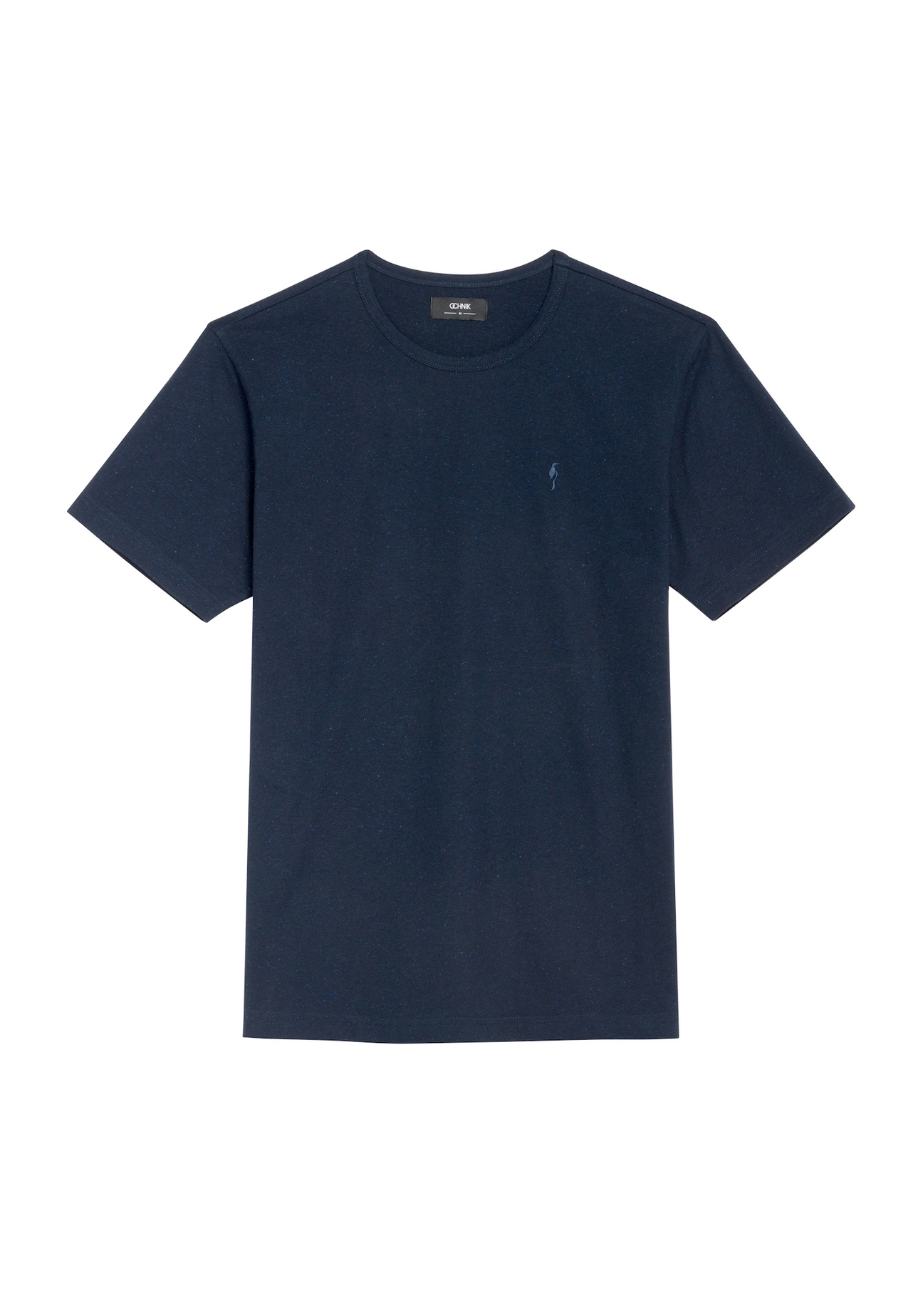 T-shirt męski w kolorze granatowym TSHMT-0130-68(Z25), widok produktu z przodu na białym tle.