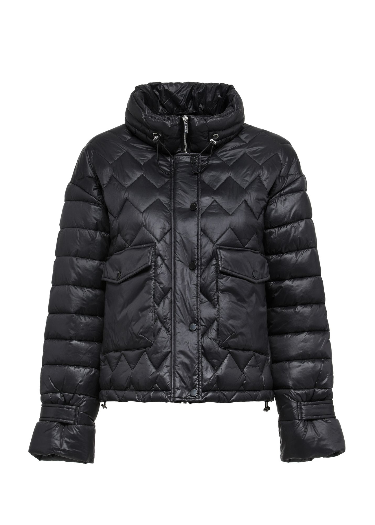 Pikowana czarna ocieplana kurtka damska KURDT-0537-99(Z24)-04