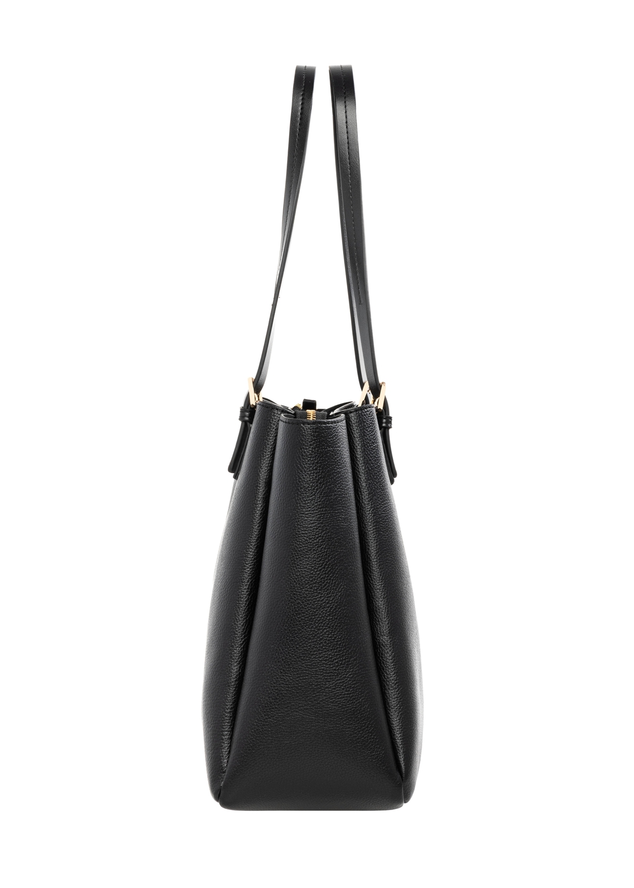 Czarna damska torebka typu shopper TOREC-1344-9I(Z26) - widok produktu z boku, na białym tle. 