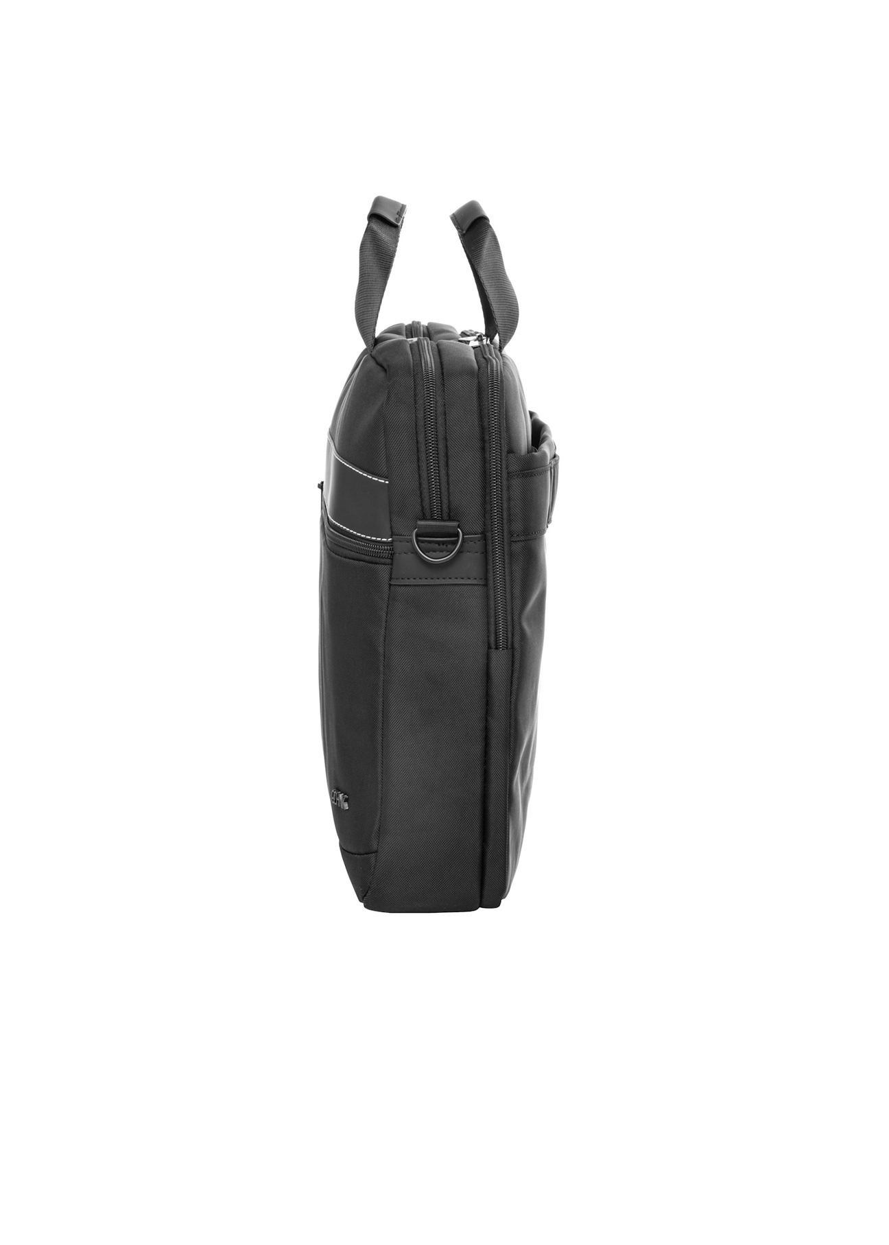 Czarna męska torba na laptopa TORMN-0422-99(Z26), widok produktu z boku na białym tle.