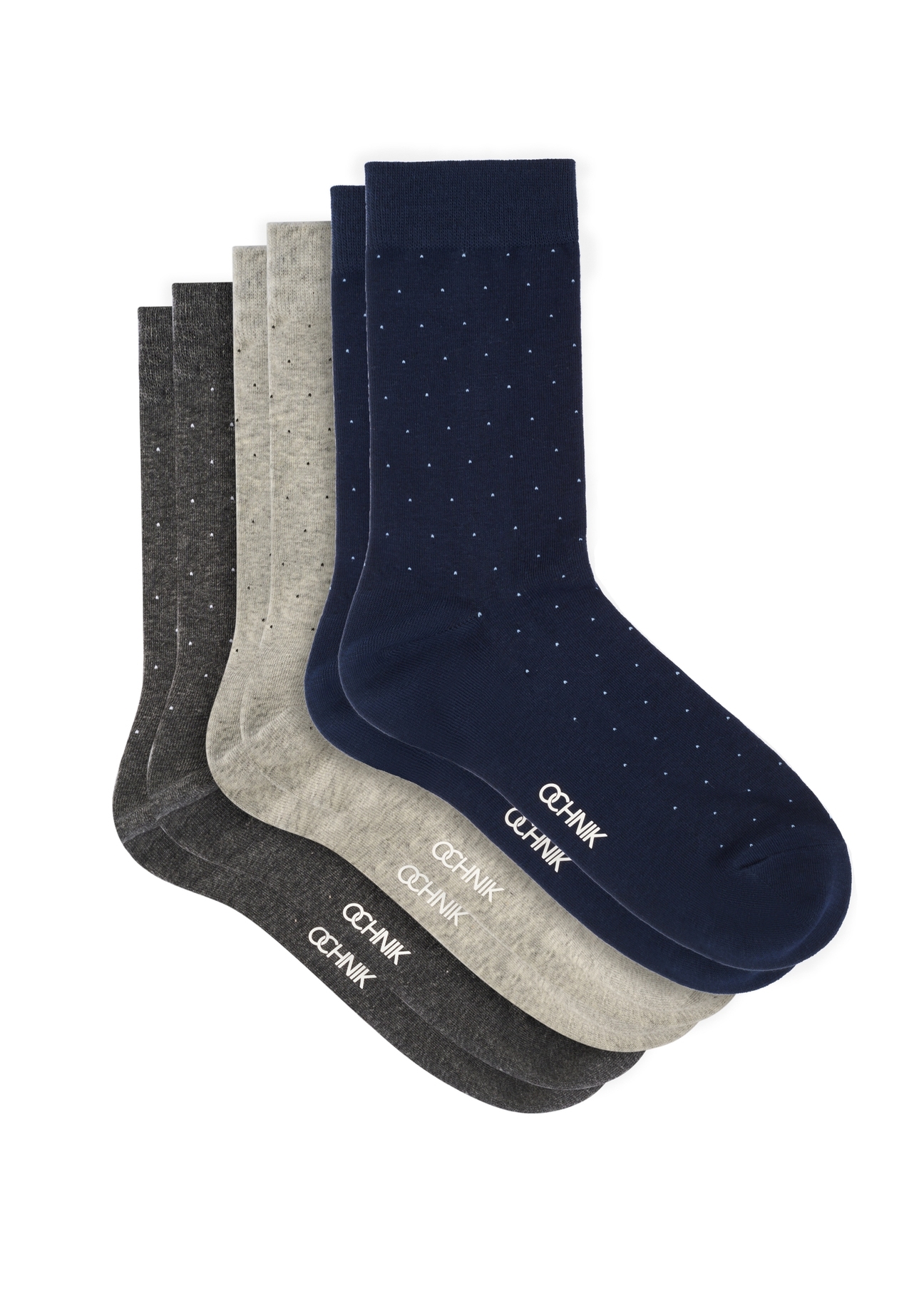 Zestaw długich skarpet męskich ZESMT-0063-00(W26) - widok produktu od góry, na białym tle.
