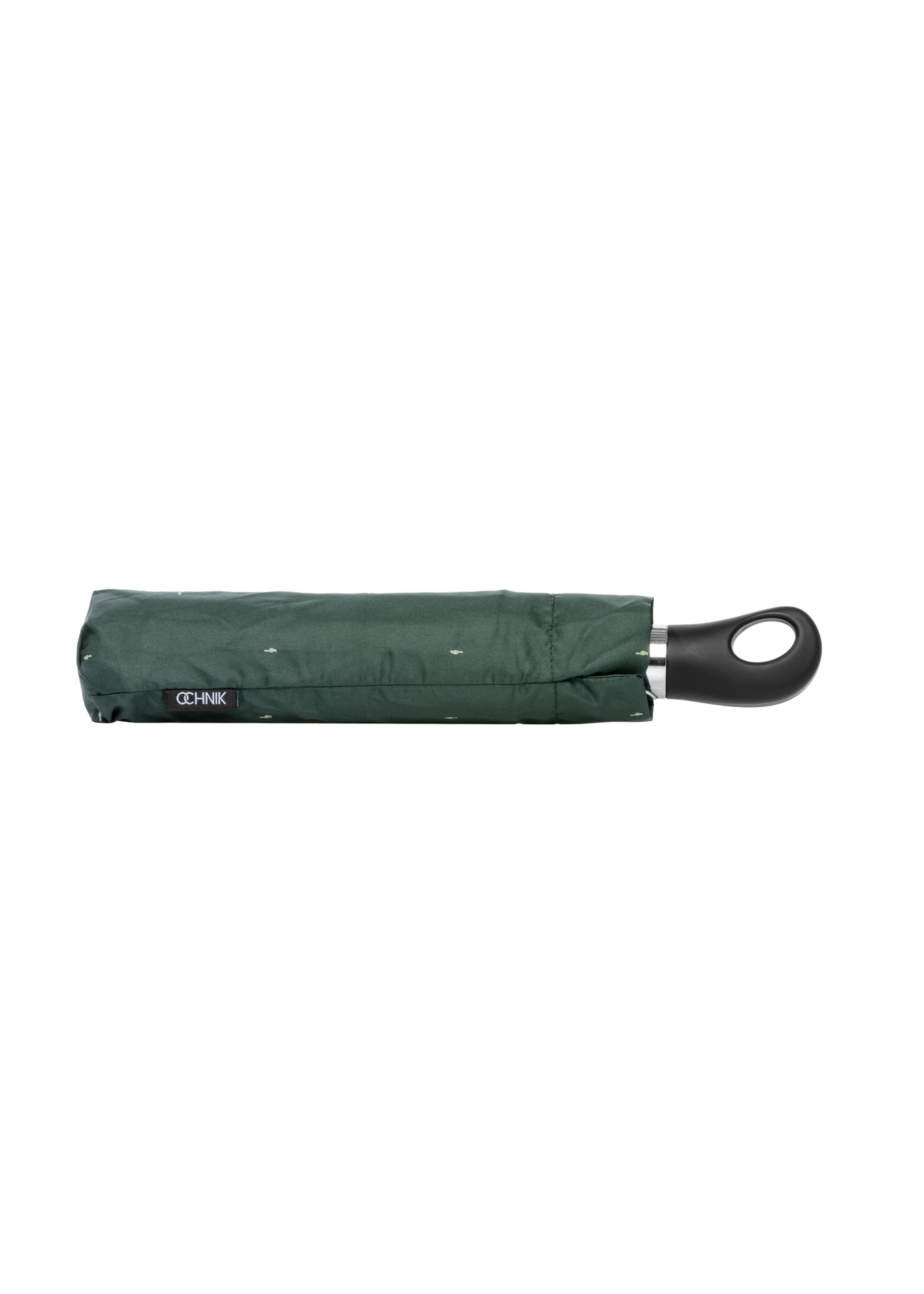 Parasol damski w kolorze ciemnozielonym PARSD-0012-8C(W26), widok złożonego produktu z przodu na białym tle.