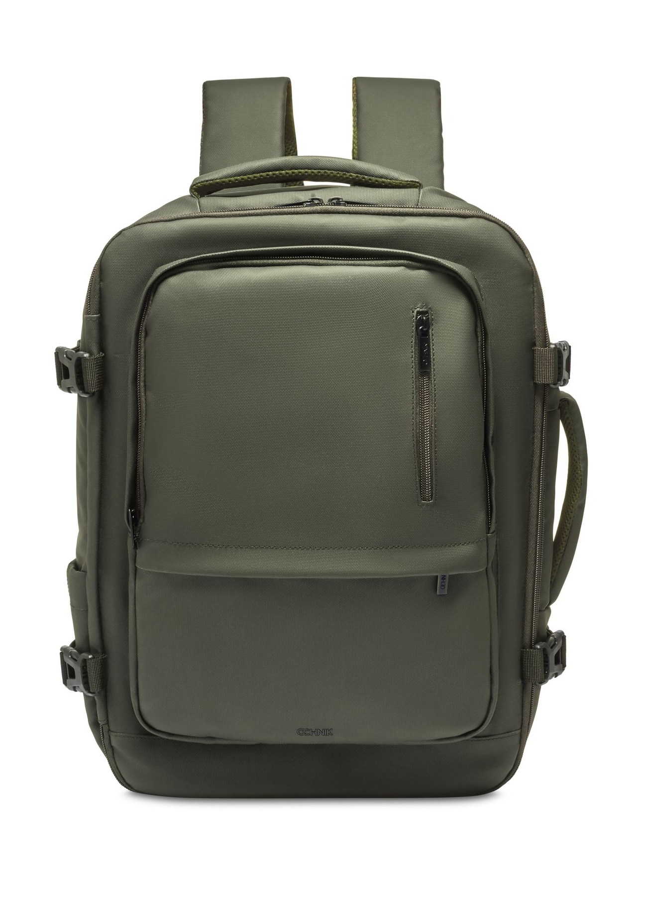 Duży plecak podróżny khaki PLCMN-0018-8D(Z26) - widok produktu z przodu, na białym tle.
