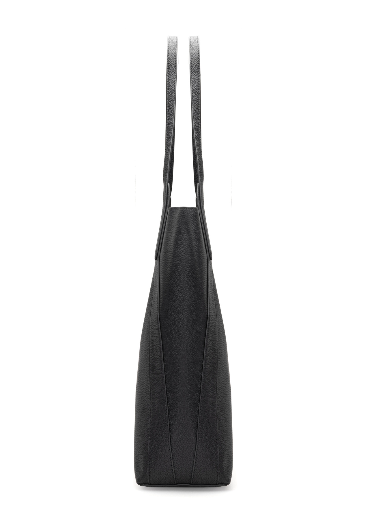 Czarna duża torebka damska shopper TOREC-1142-9I(W26), widok produktu z boku na białym tle.
