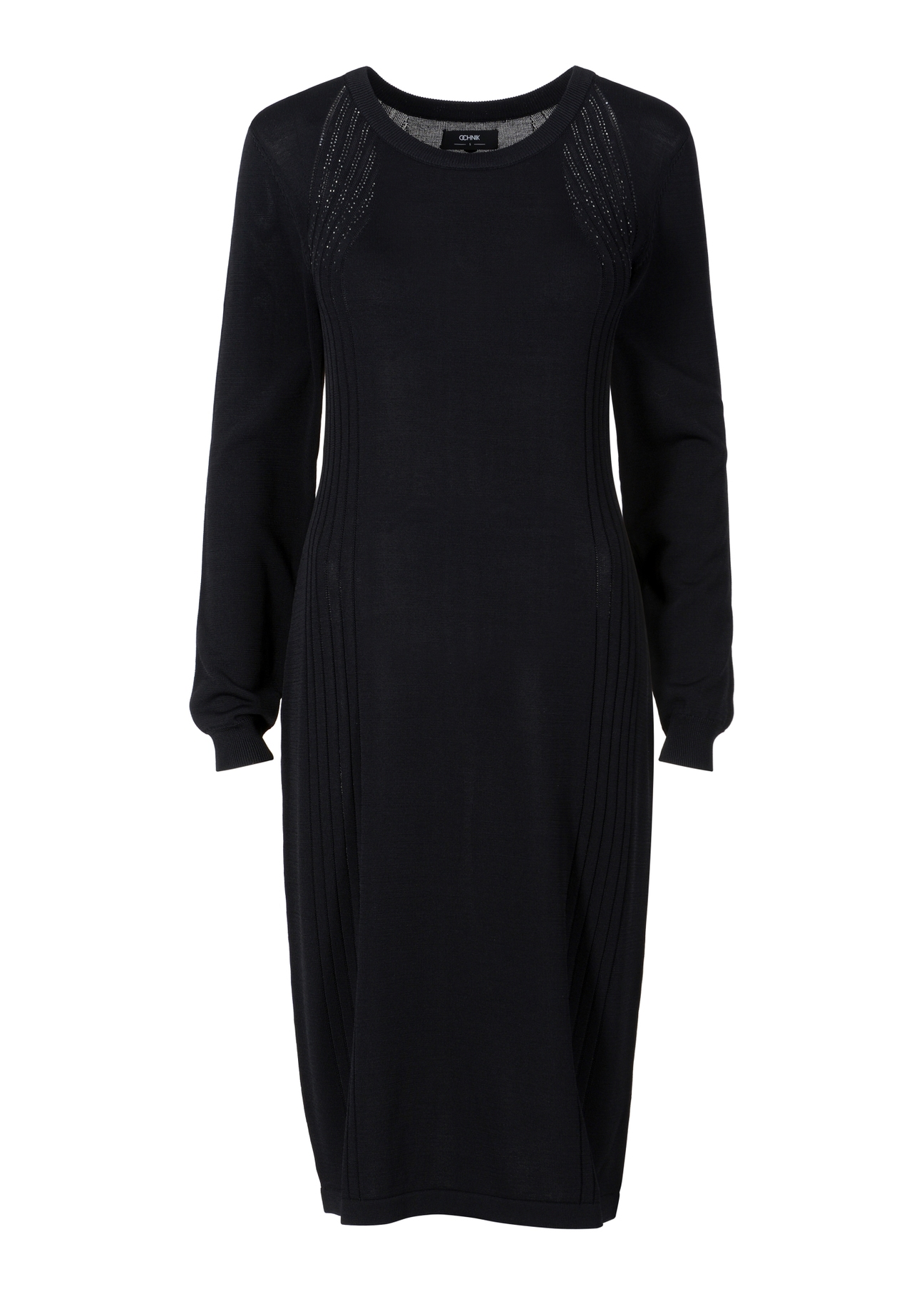 Dopasowana czarna sukienka midi SUKDT-0175-99(Z23)-04