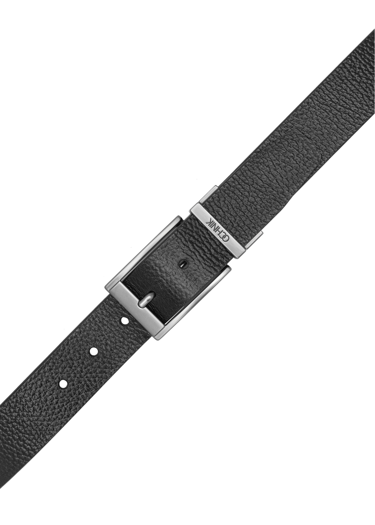 Skórzany dwustronny pasek męski PASMS-0167-9P(W26) - widok produktu z góry, na białym tle.