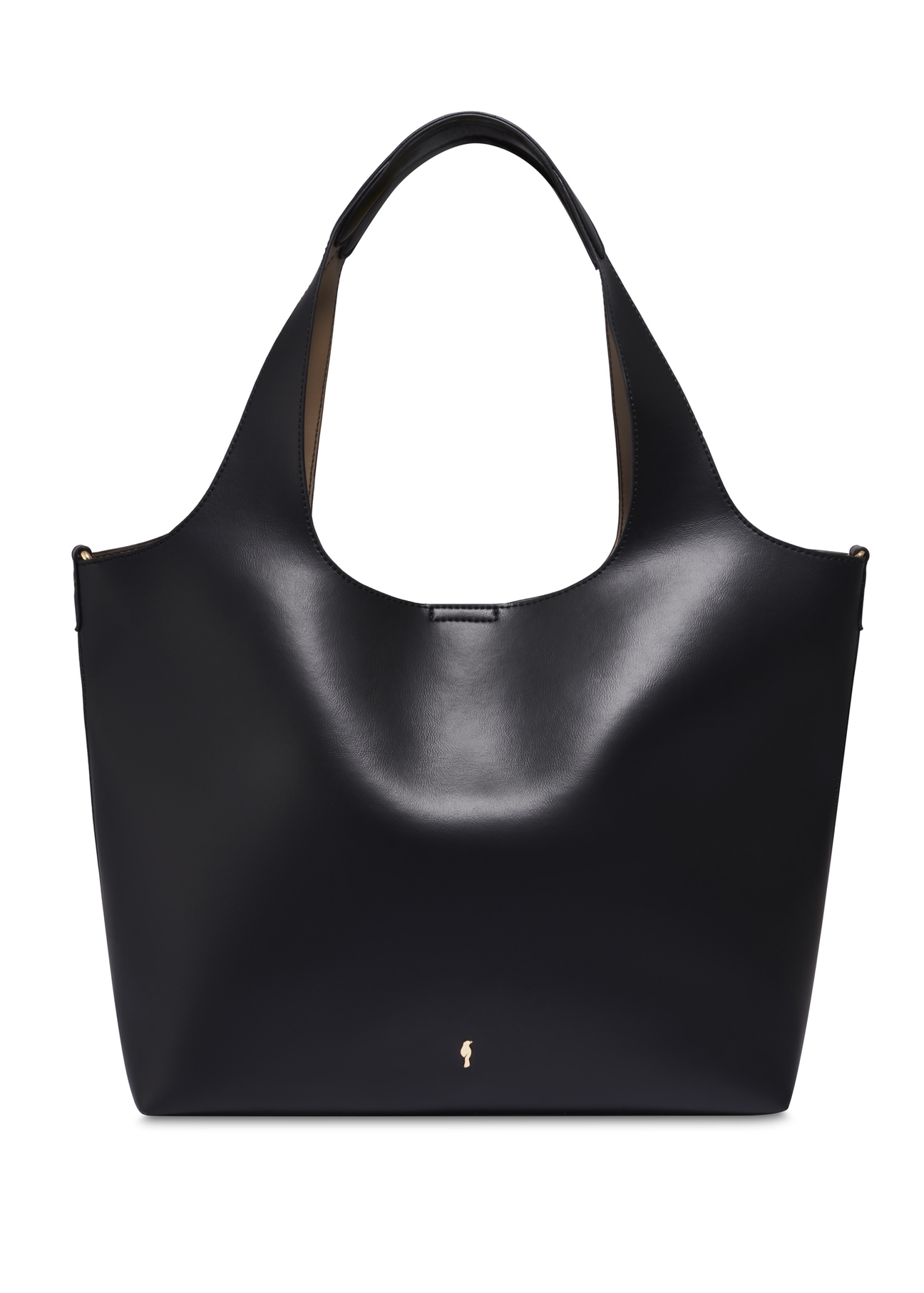 Czarna torebka shopper damska TOREC-1259-99(Z26), widok produktu od przodu na białym tle.