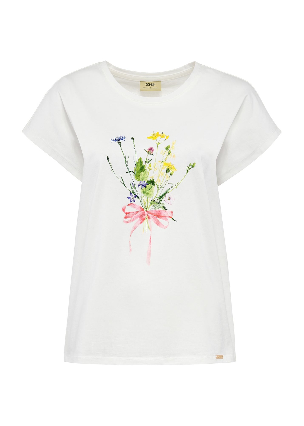 Bawełniany T-shirt damski z nadrukiem TSHDT-0140-12(W25)-04
