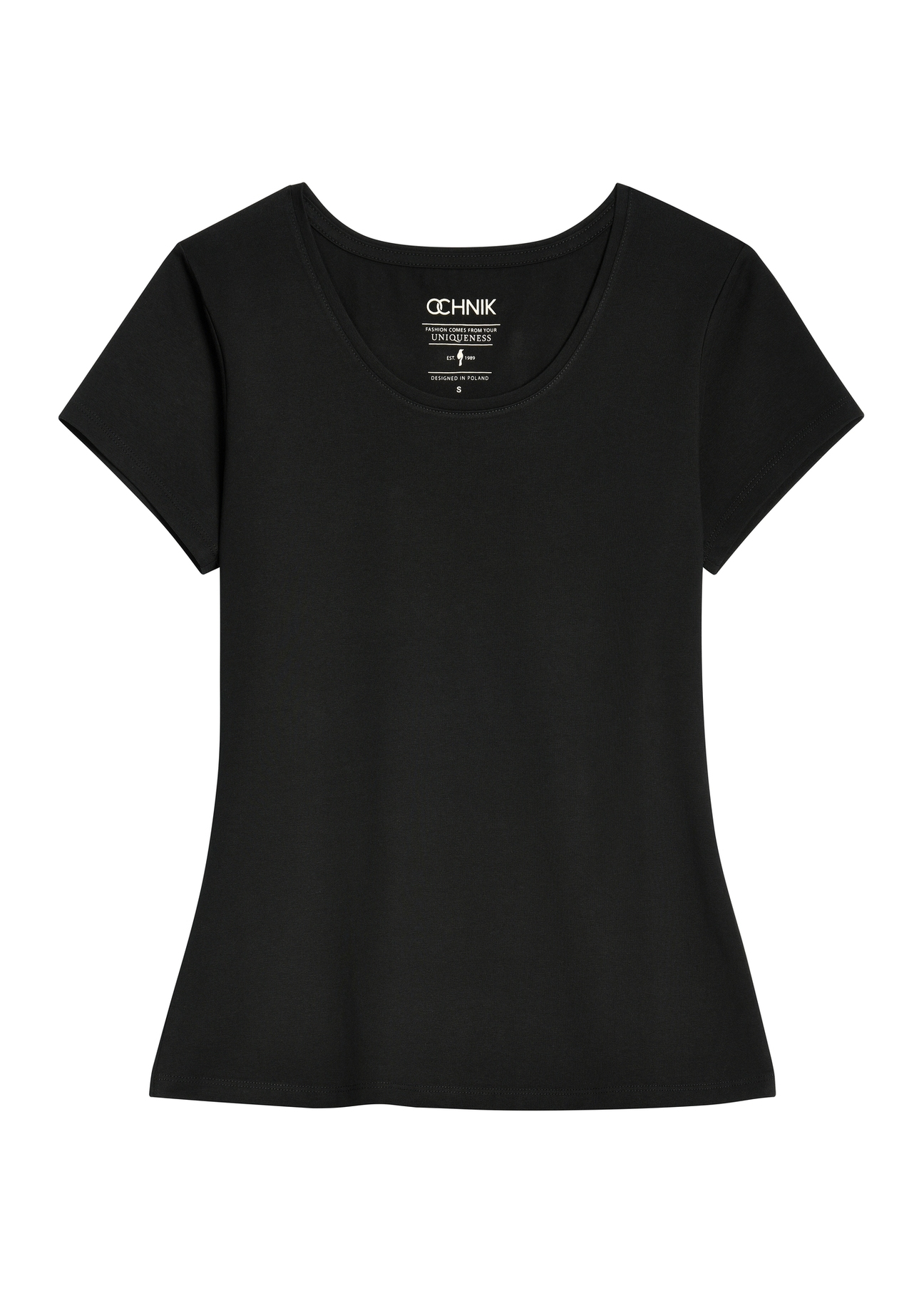 Czarny T-shirt damski basic TSHDT-0111-99(KS)