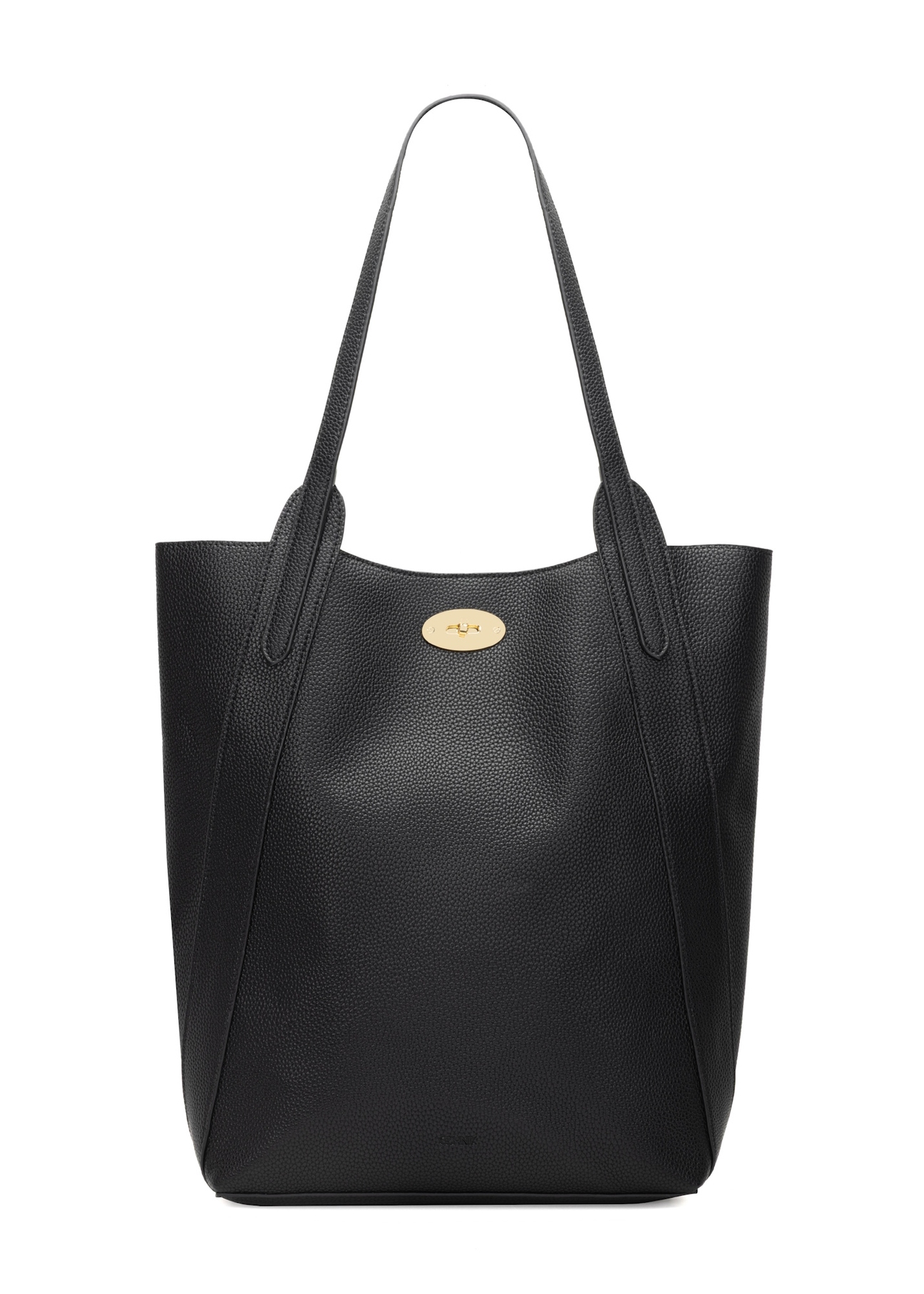 Czarna duża torebka damska shopper TOREC-1142-9I(W26), widok produktu z przodu na białym tle.